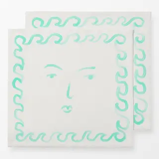 Servietten Gesicht Wellenrand Türkis