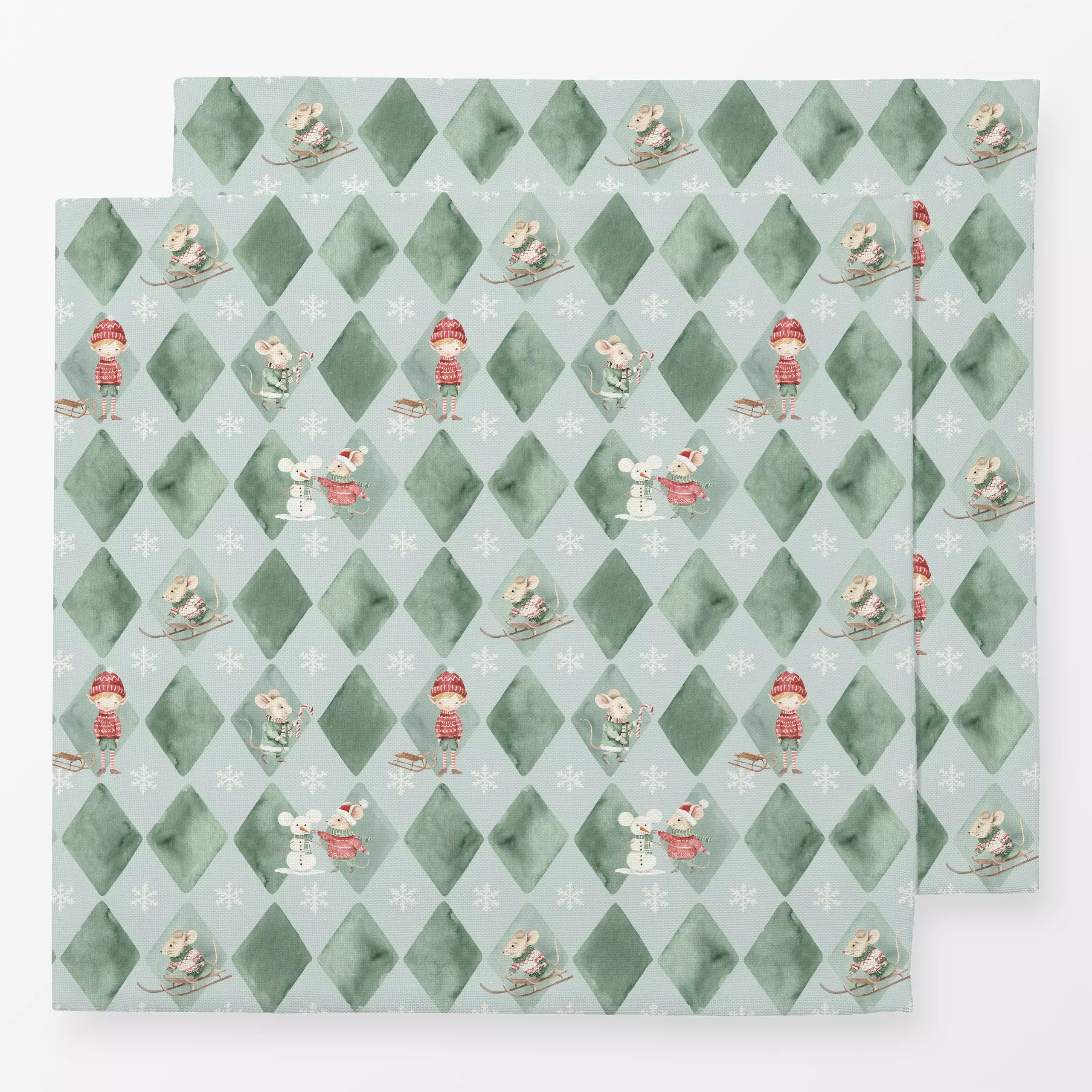 Servietten Winter Maus Wichtel Harlekin - Kinderzimmer & Motive für Kinder, Anlässe - von „Katrin Graff"; Raute, maus, Kinde...