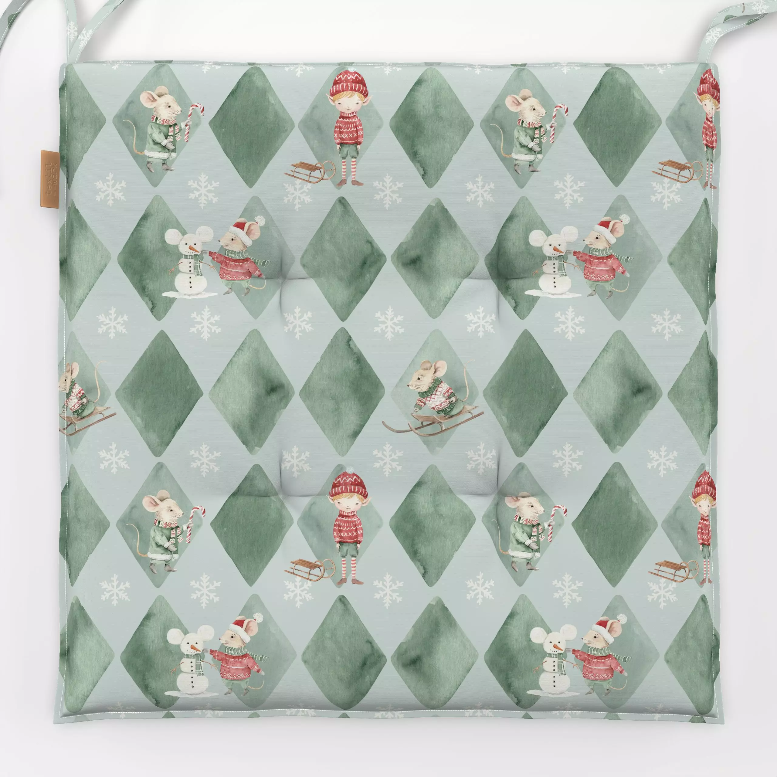 Sitzkissen Winter Maus Wichtel Harlekin - Kinderzimmer & Motive für Kinder, Anlässe - von „Katrin Graff"; Raute, maus, Kinde...