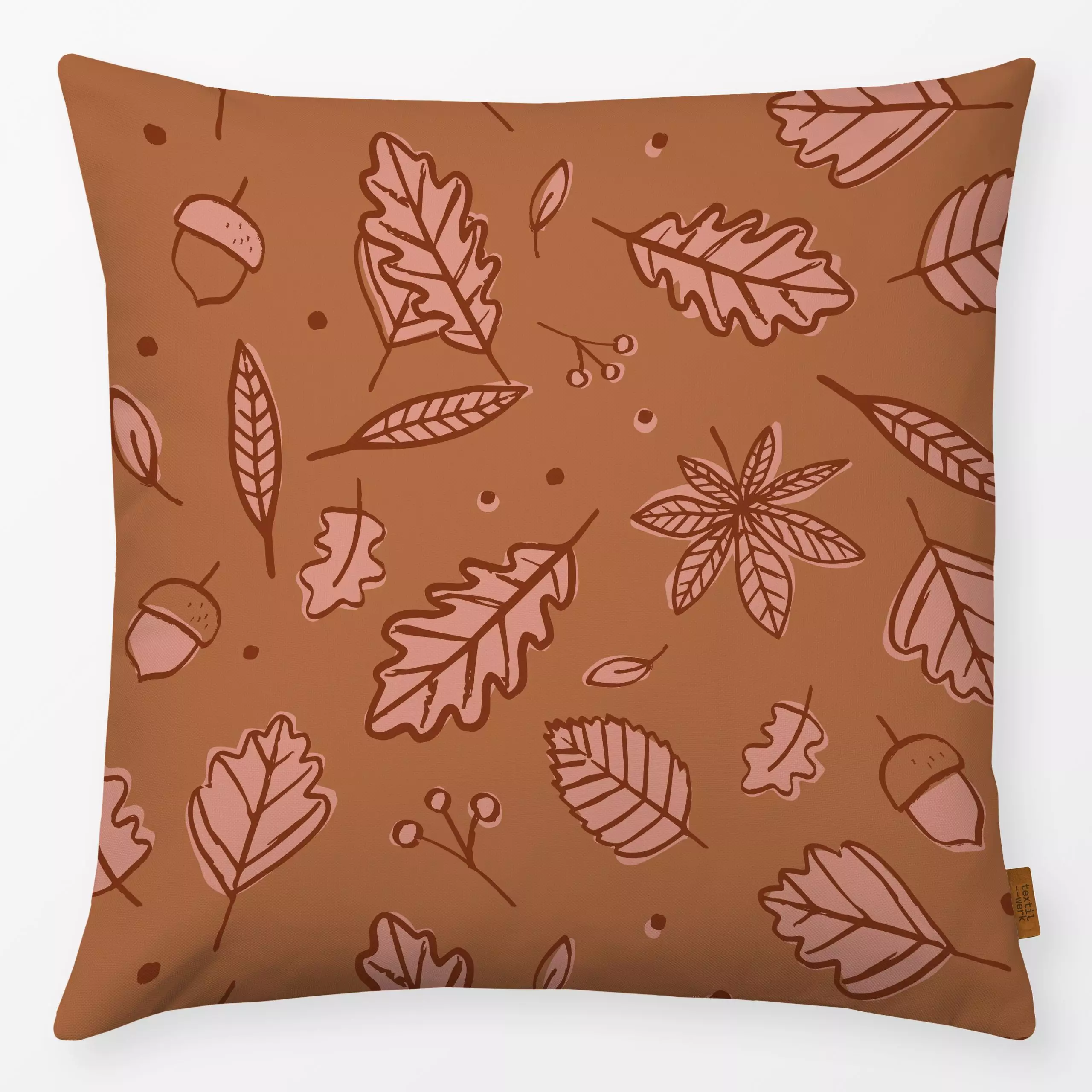 Kissen Blätter Herbst Allover Amber - Blumen & Florales - von „Kruth Design"; Blätter, Laub, Wald, Herbst, Herbstdeko, kruth...