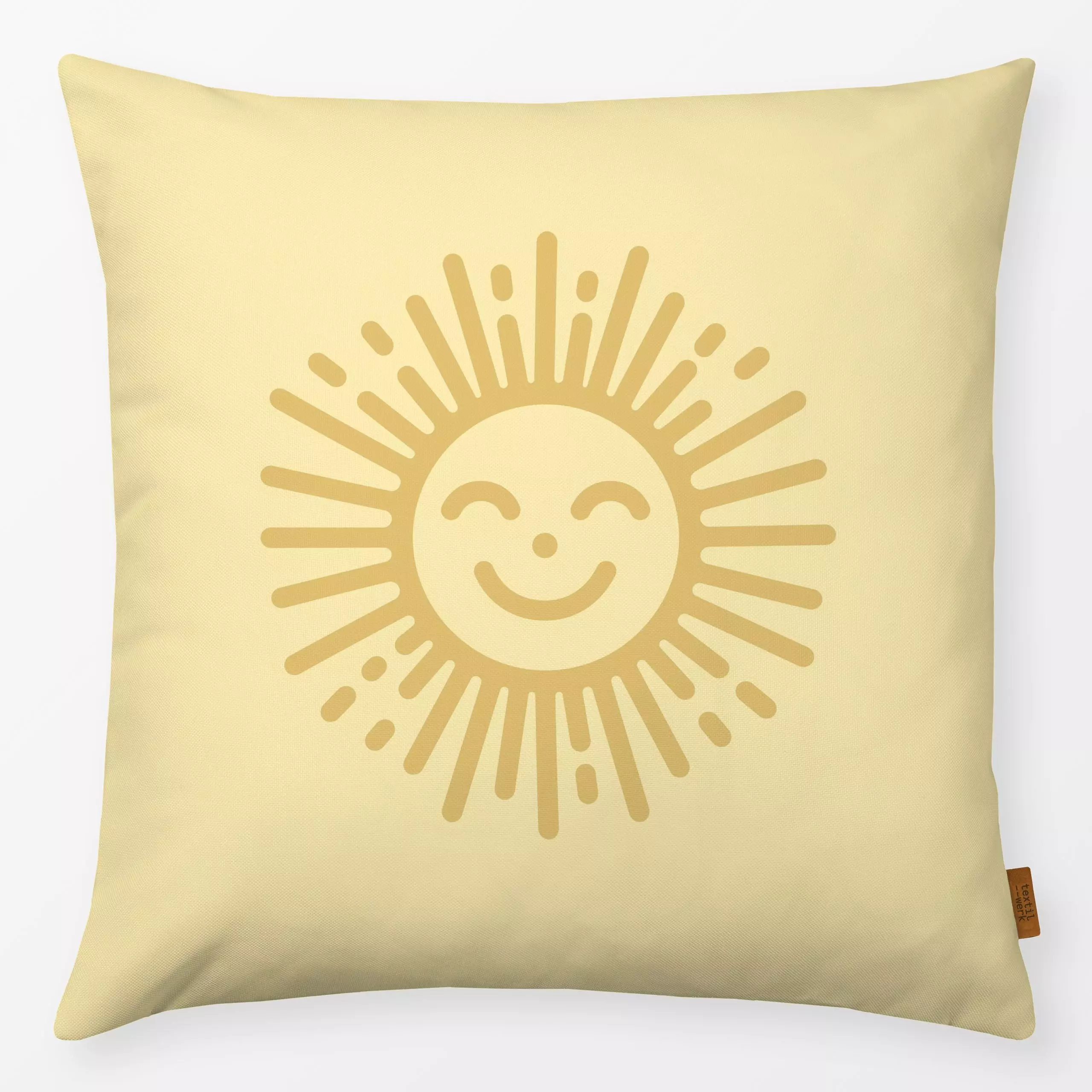 Kissen LINEAR Happy Sunshine 2 - Natur & Landschaft - von „Primus Pattern"; Sonne, outdoor, Happy, Gartendeko, Smiley, lache...