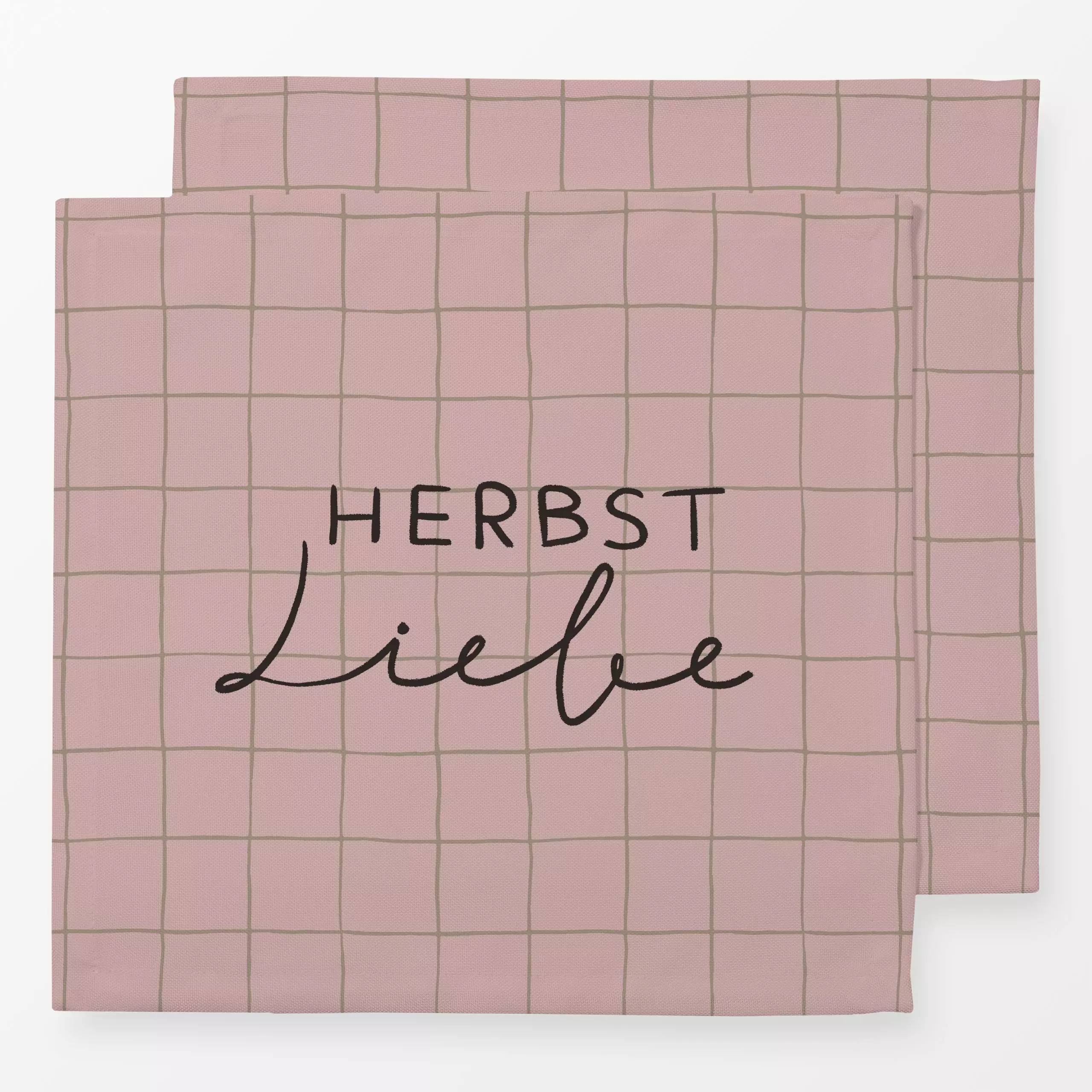 Servietten Herbst Liebe Rosa Karo - Herbst, Sprüche & Schriftzüge - von „Studio Kesse"; typografie, Herbst, spruch, schrift,...