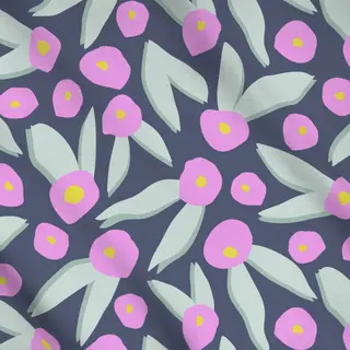 Meterware Abstrakte Lila-Grüne Blüten