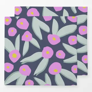 Servietten Abstrakte Lila-Grüne Blüten