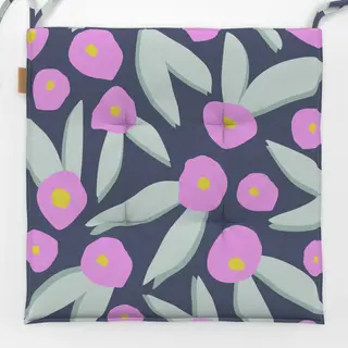 Sitzkissen Abstrakte Lila-Grüne Blüten