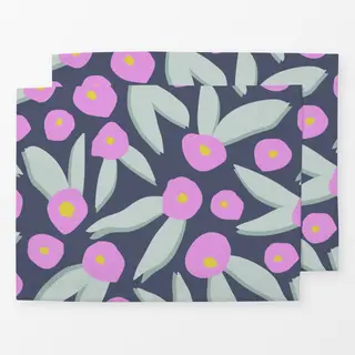 Tischset Abstrakte Lila-Grüne Blüten