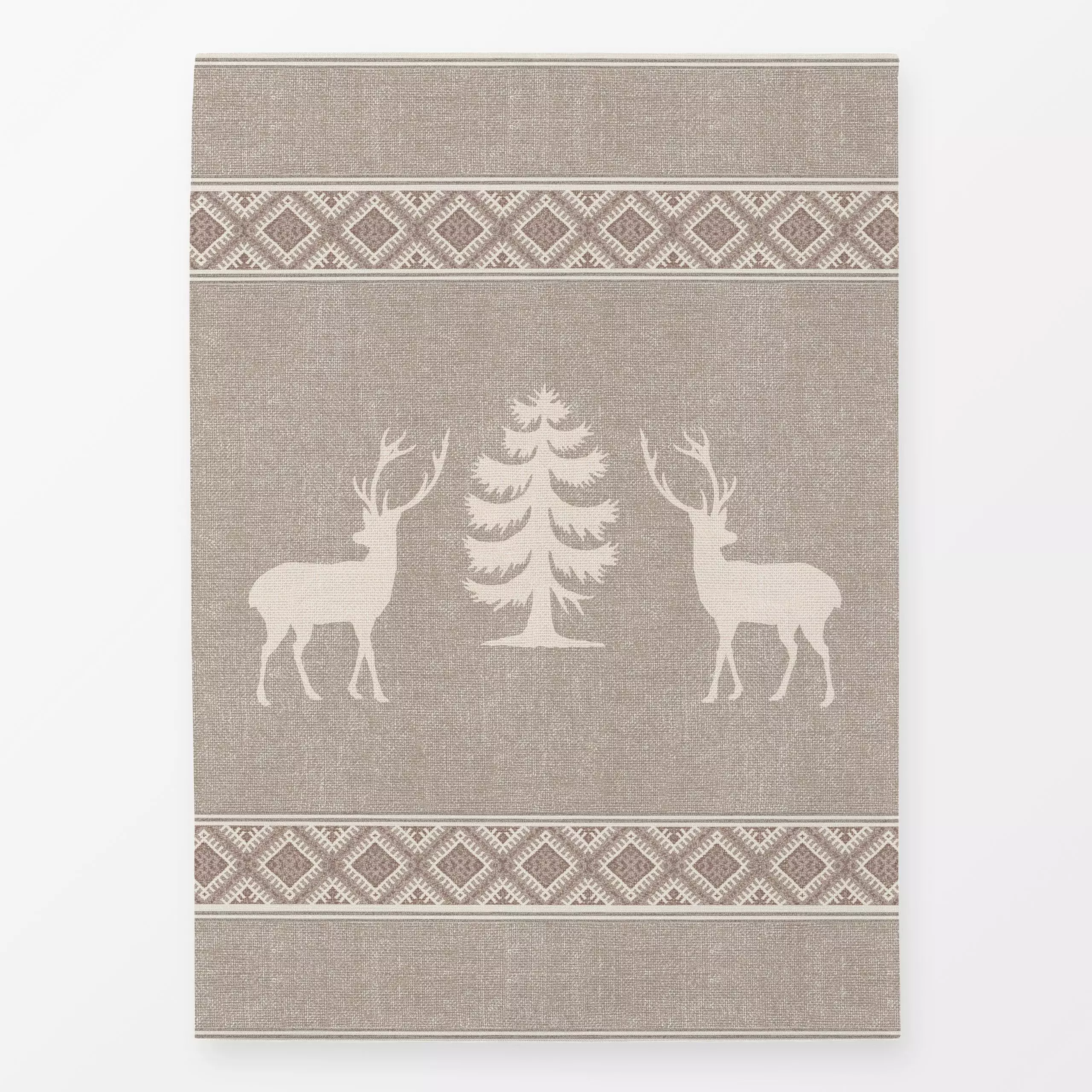 Geschirrtücher Nordic deers and tree I - Tiere, Weihnachten, Symbole & Muster - von „Bloomery Decor"; abstrakt, Geometrisch,...