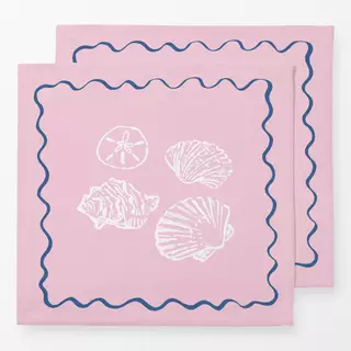 Servietten Wellenrand Muscheln pink