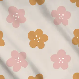Meterware Pinke und orange Blumen