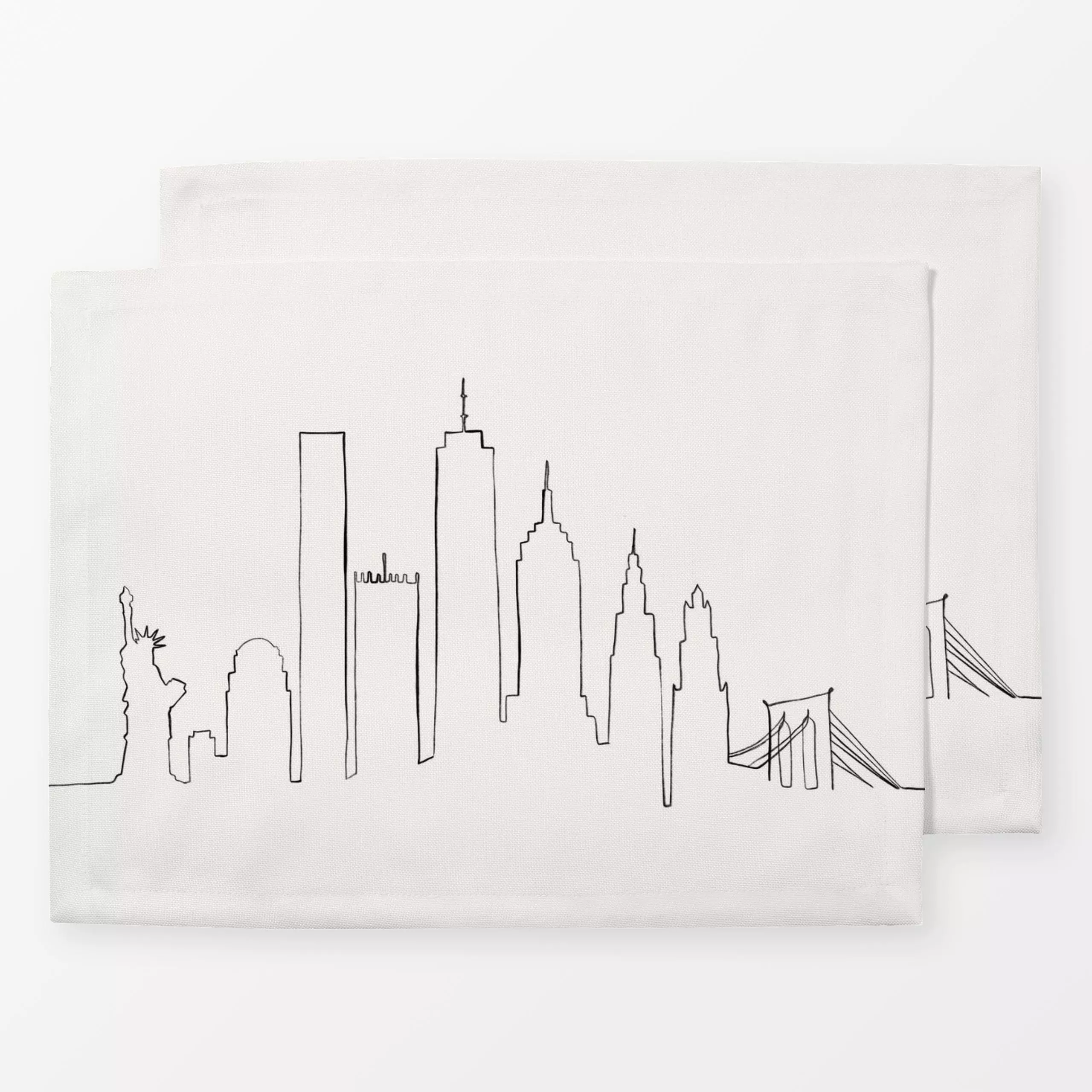 Tischset New York Skyline Butiksofie - Städte & Länder, Reise - von „Studio Kesse"; minimal, New York City, lineart, offwhit...
