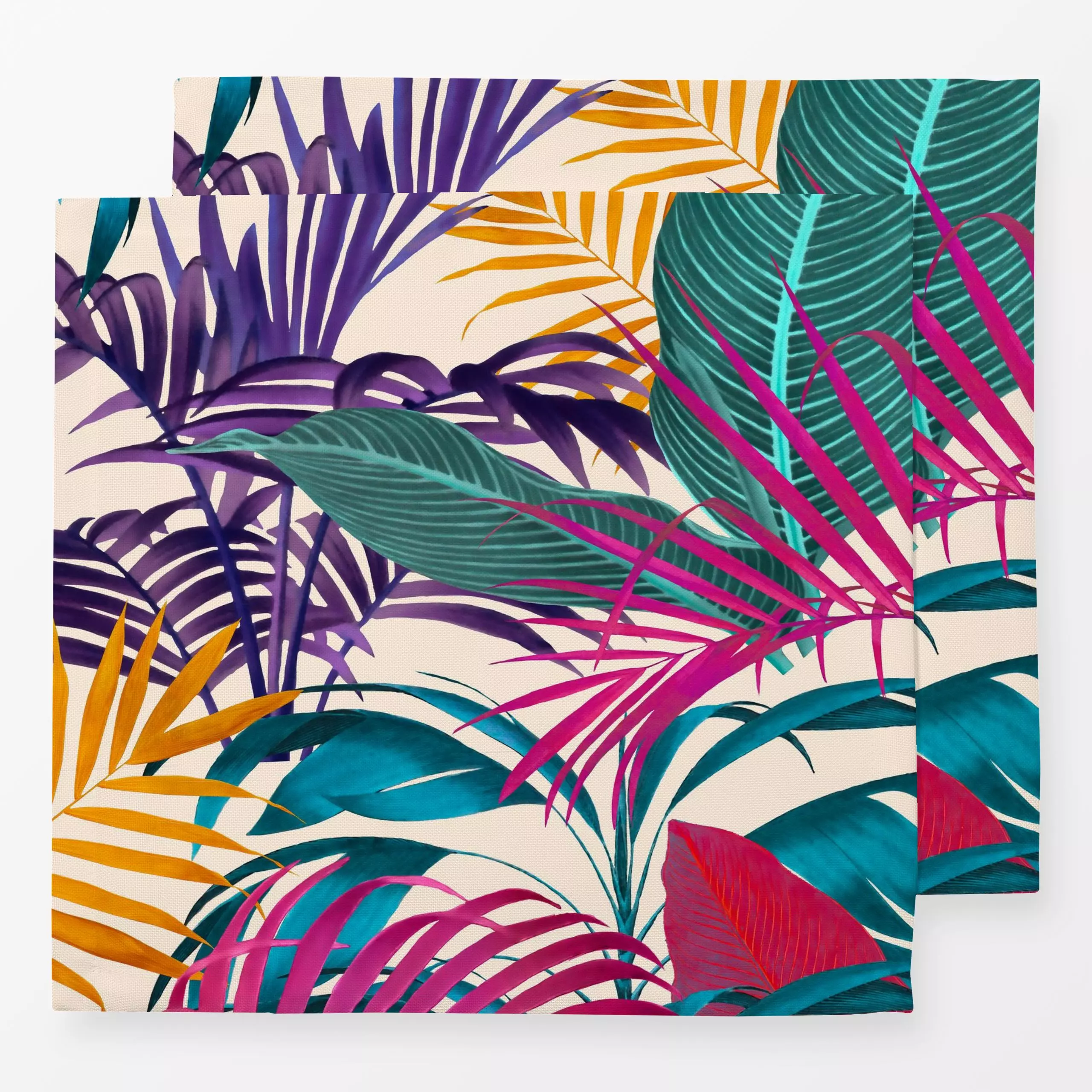 Servietten Im Tropischen Dschungel Beige - Sommer, Pflanzen & Botanik - von „Andrea Haase"; Blätter, Jungle, exotisch, flora...
