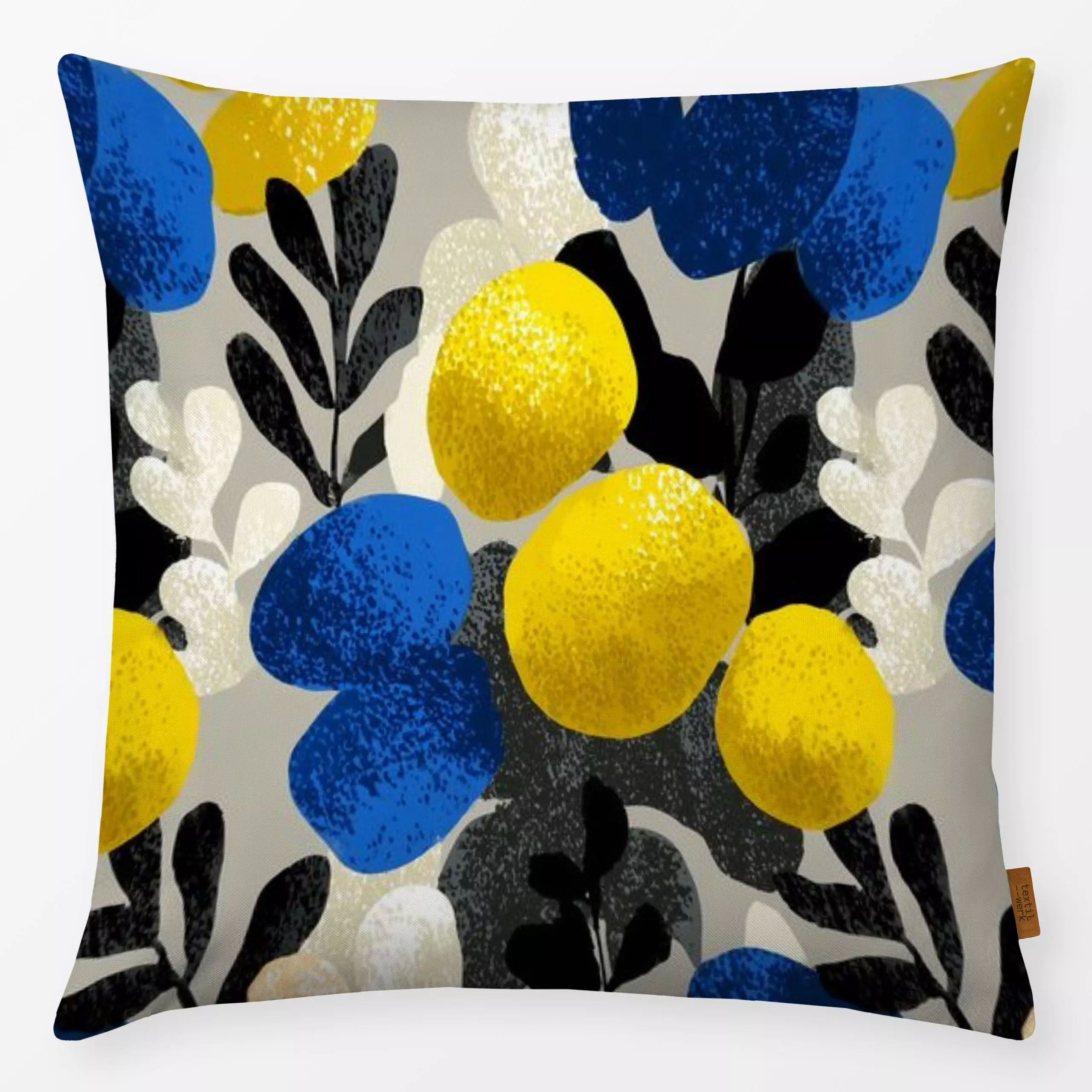 Kissen Citrons et Prunes - Früchte - von „BOUDOIR BOBO"; Obst, Sommer, Botanisch, Zitronen, Zitrusfrucht, Sommerlich, zitron...