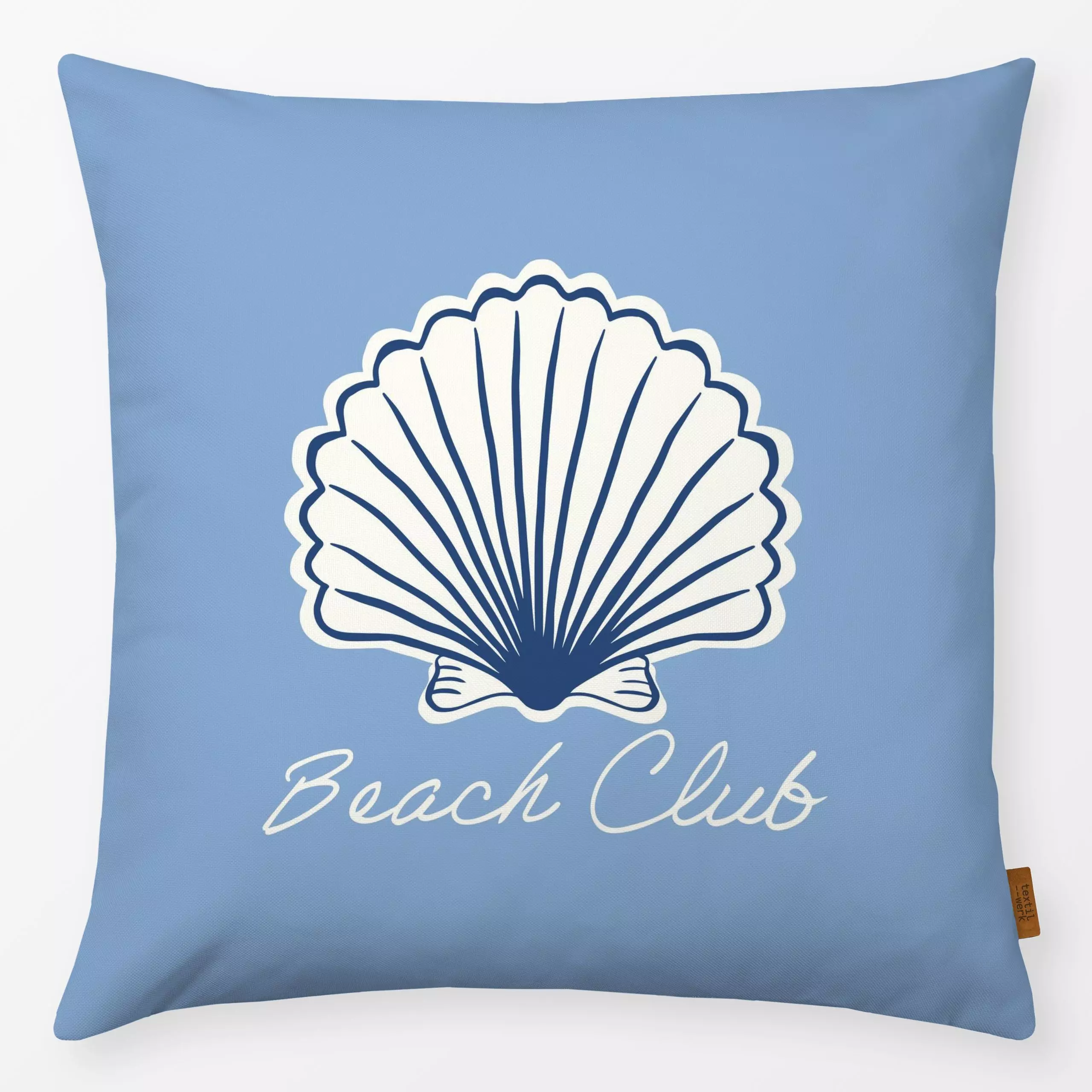 Kissen Summer beach club - Sommer, Sprüche & Schriftzüge - von „Vivian Hasenclever"; Strand, Sommer, summer, Muscheln, Beach...