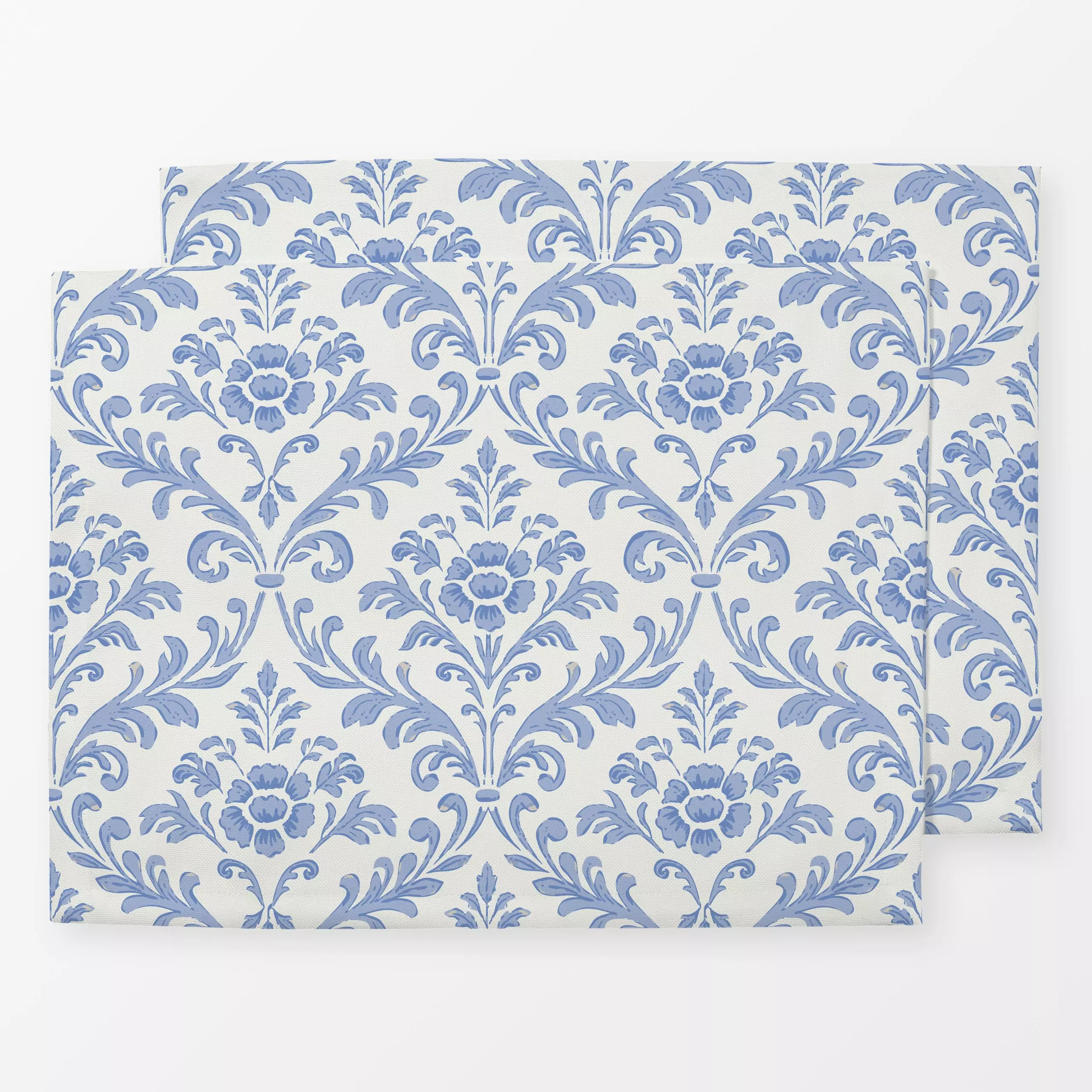Tischset Cottage Damast blau, Blumen, gemustert, Sommer, von Katrin Graff
