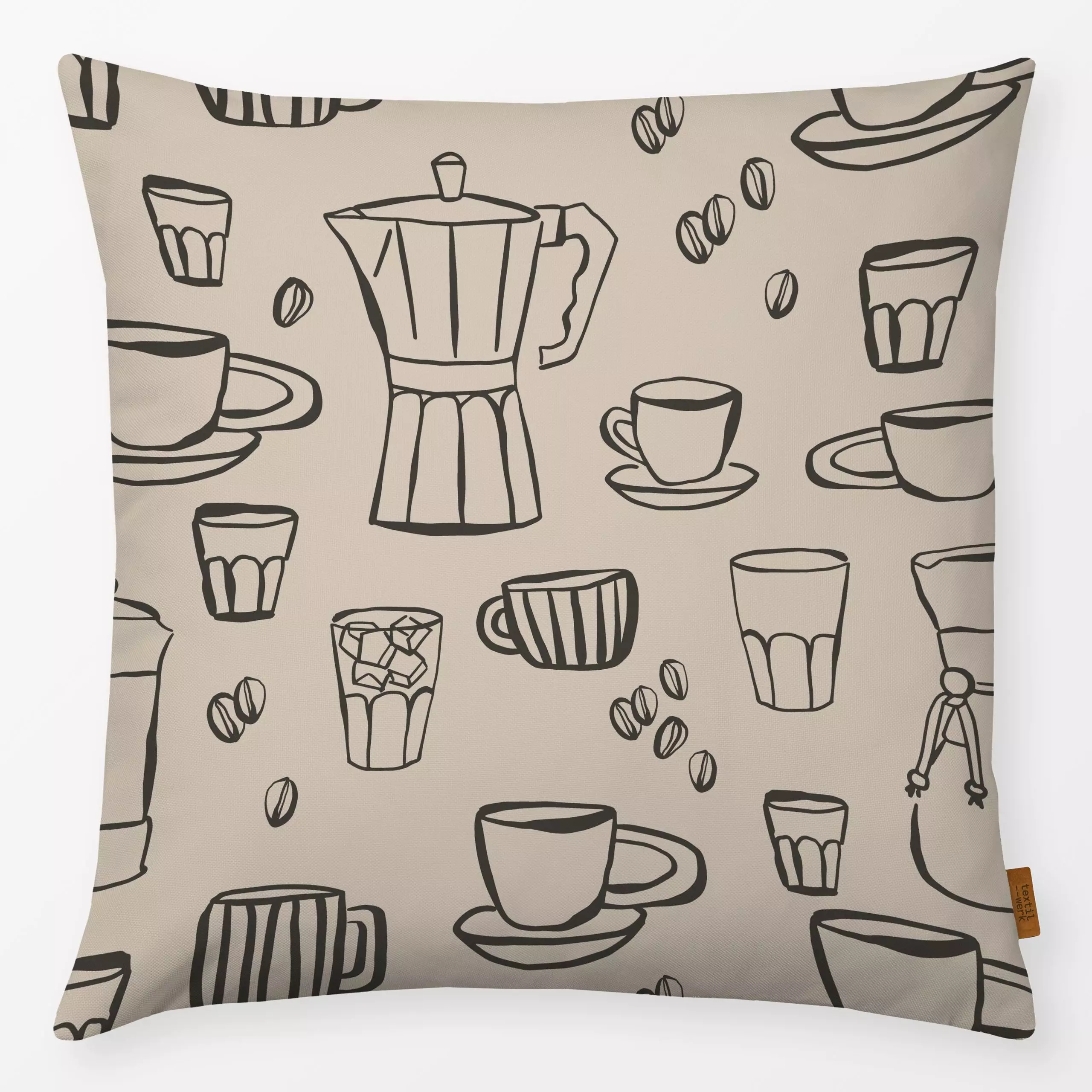 Kissen Coffee Love Beige - Küche, Essen & Trinken - von „Kruth Design“; Kaffee, Geschenk, Cafe, kruthdesign, Dekokissen, Kaf...