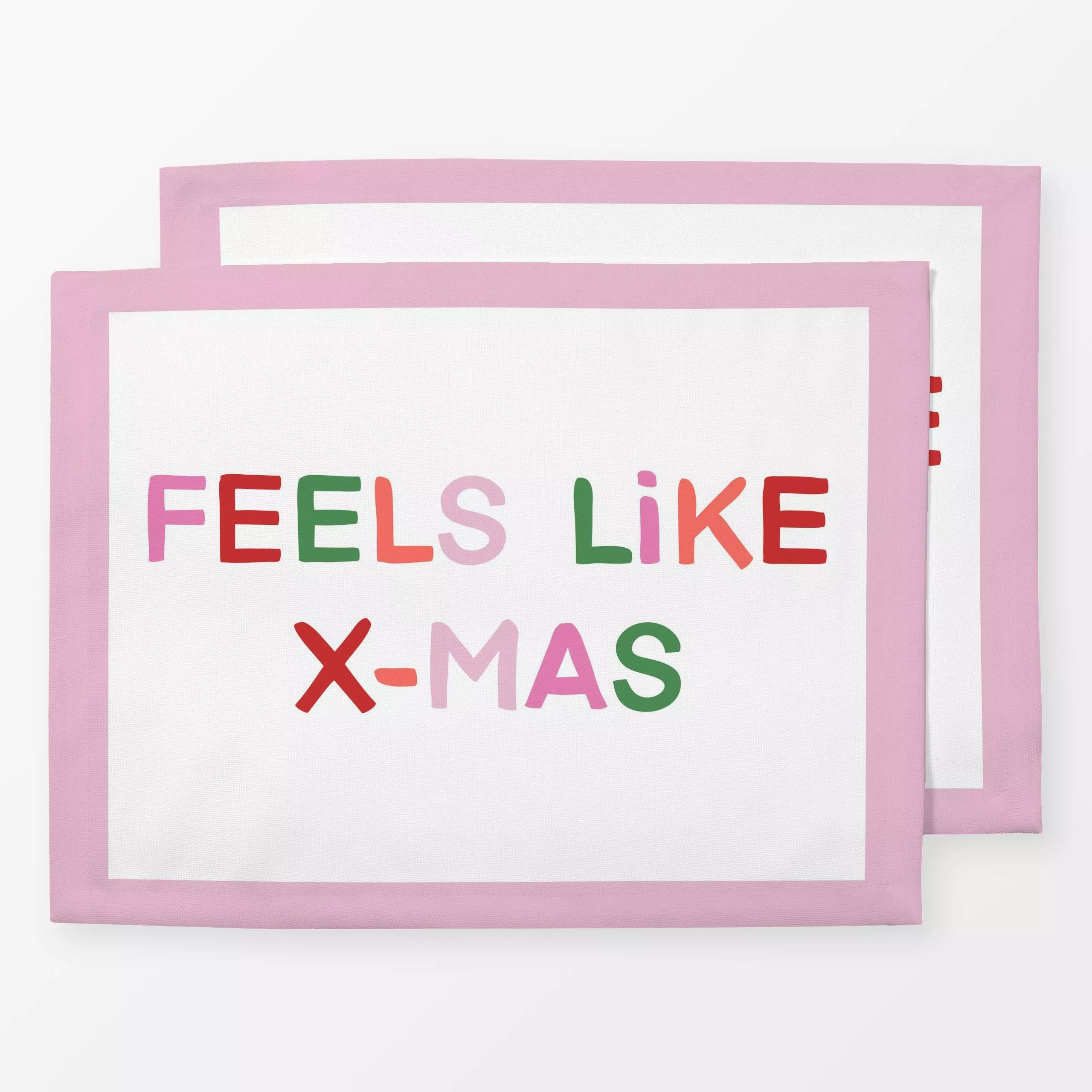 Tischset Feels Like Christmas - Sprüche & Schriftzüge, Weihnachten - von „Vivian Hasenclever"; rosa, Weihnachten, modern, ty...