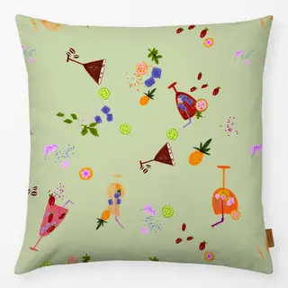 Kissen Cocktails Pattern Maigrün