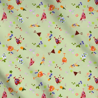 Meterware Cocktails Pattern Maigrün