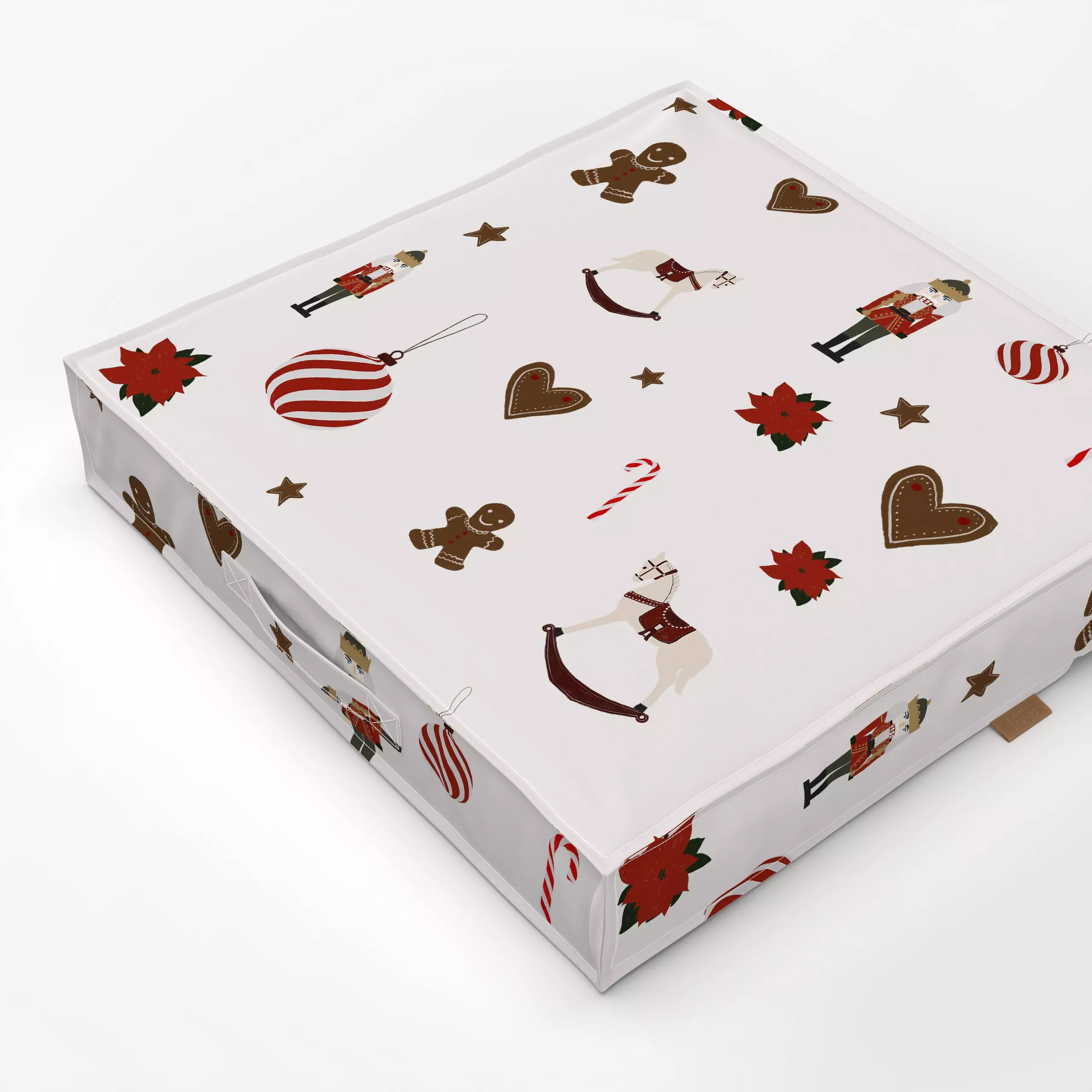 Bodenkissen Weihnachten Muster Beige - Weihnachten - von „Sophie Augustin Illustration"; Nussknacker, Weihnachten, vintage, ...