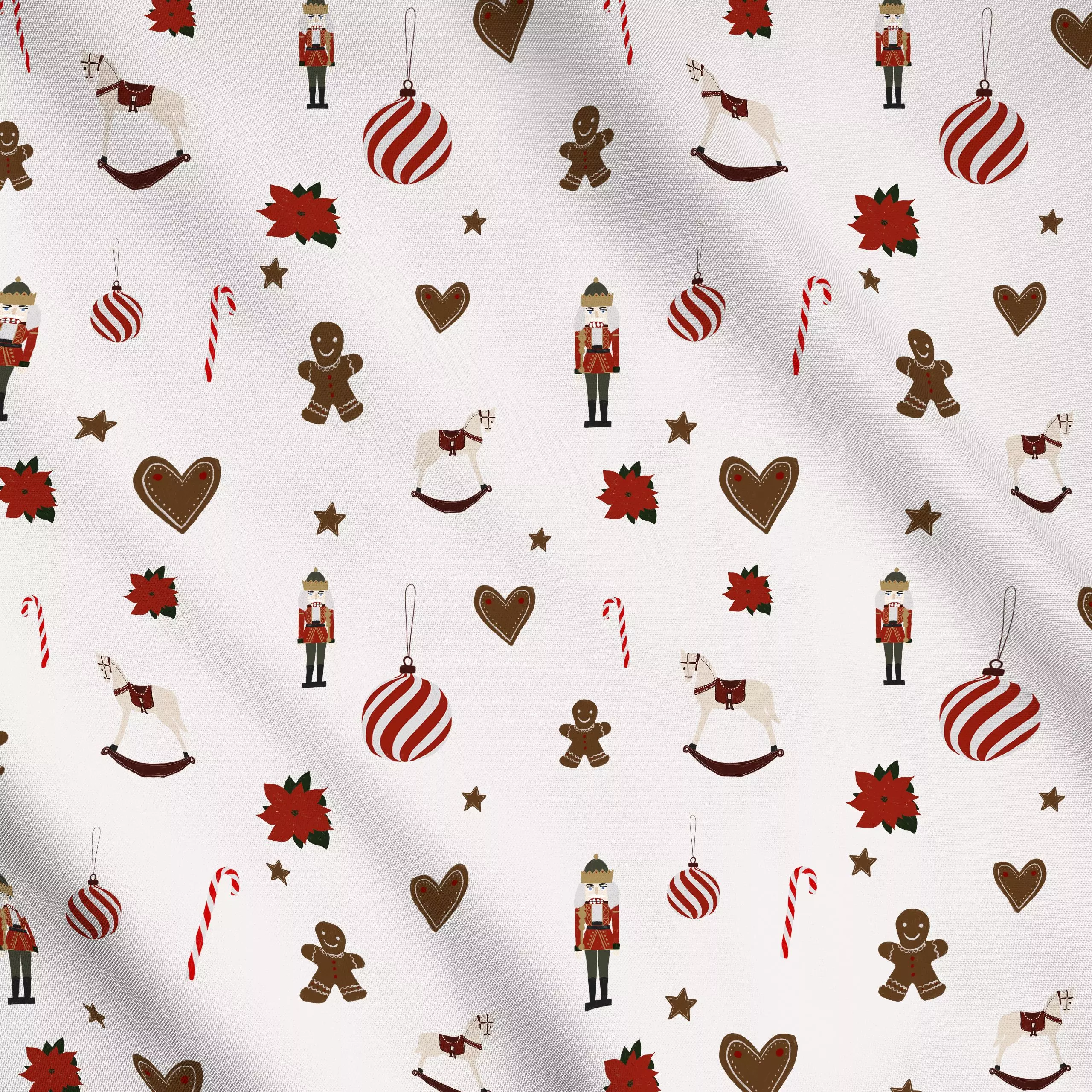 Meterware Weihnachten Muster Beige - Weihnachten - von „Sophie Augustin Illustration"; Nussknacker, Weihnachten, vintage, we...