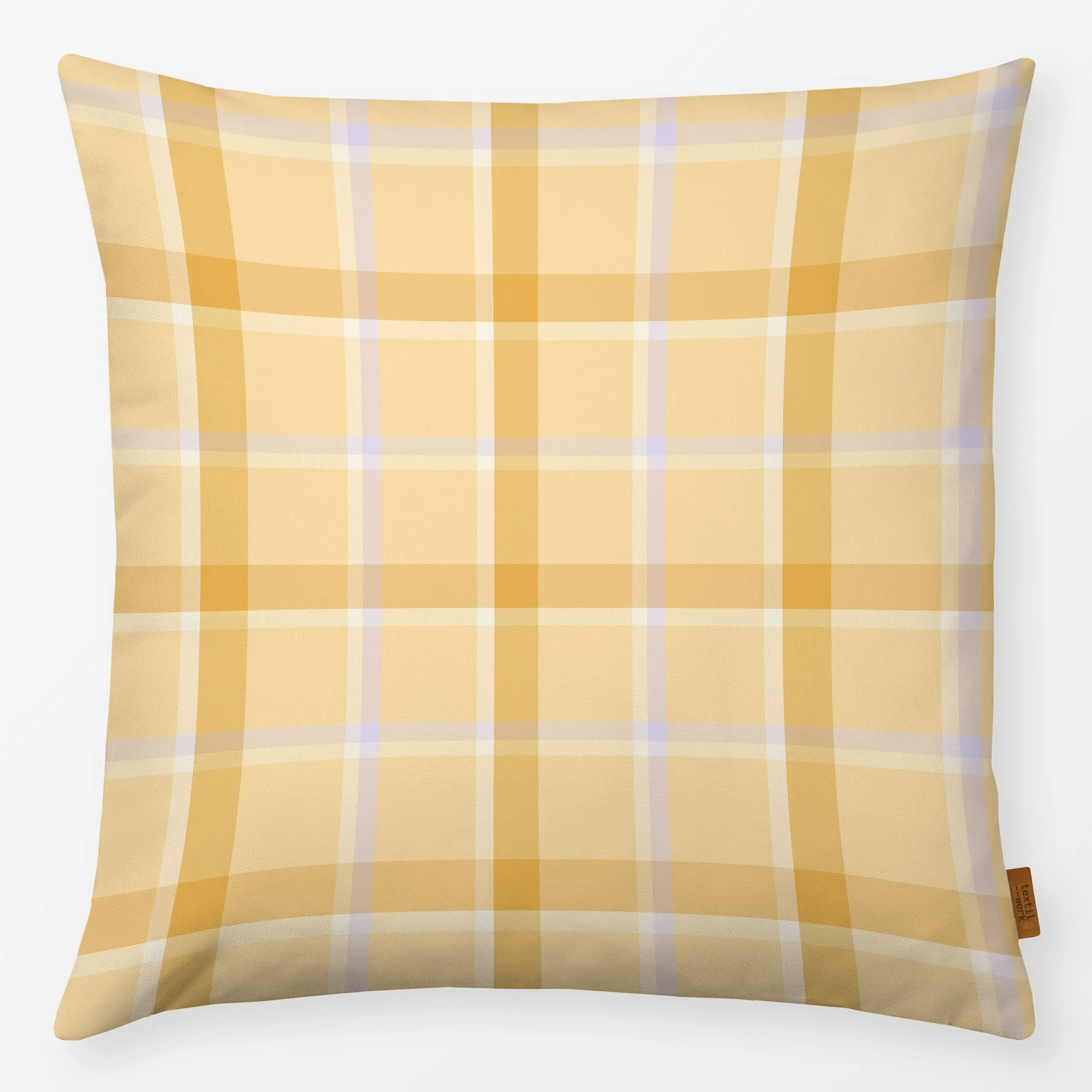Kissen Karo Gingham Tartan Gelb - Frühling, Symbole & Muster, Ostern - von „Monika Strigel"; Orange, landhaus, klassisch, fr...