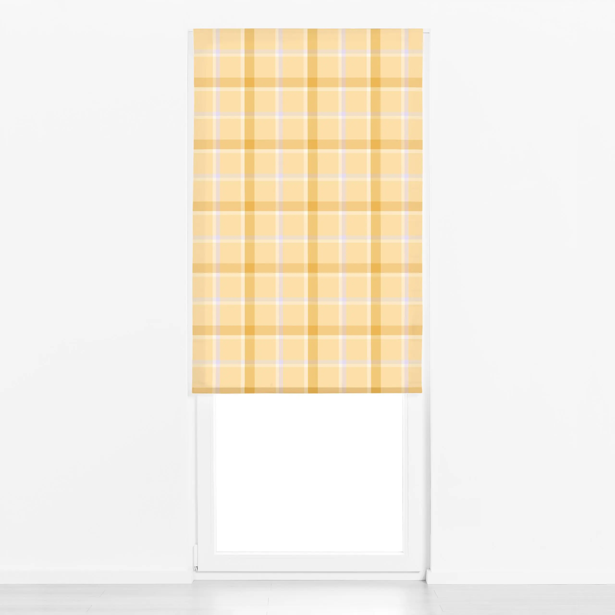 Raffrollo Karo Gingham Tartan Gelb - Frühling, Symbole & Muster, Ostern - von „Monika Strigel"; Orange, landhaus, klassisch,...