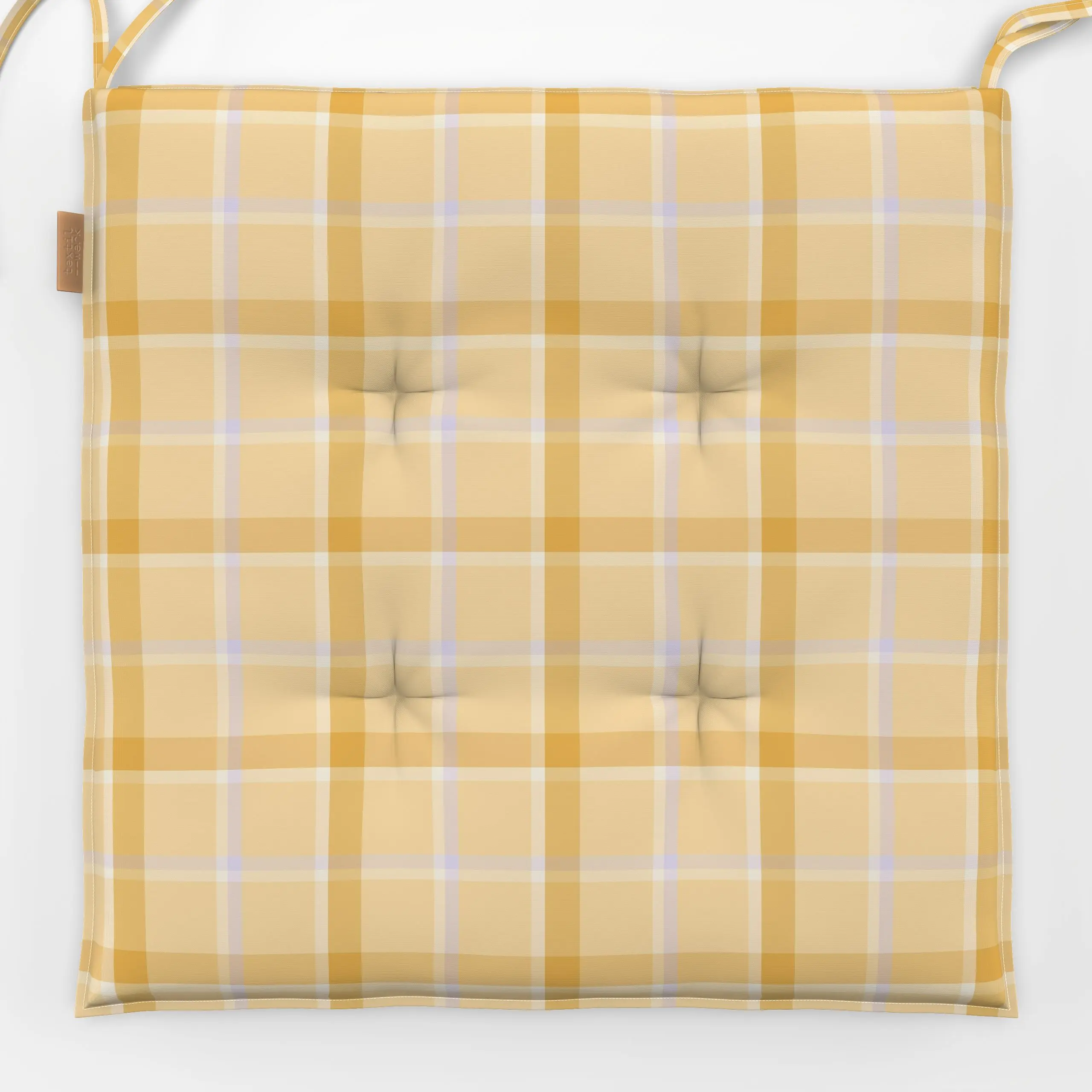 Sitzkissen Karo Gingham Tartan Gelb - Frühling, Symbole & Muster, Ostern - von „Monika Strigel"; Orange, landhaus, klassisch...
