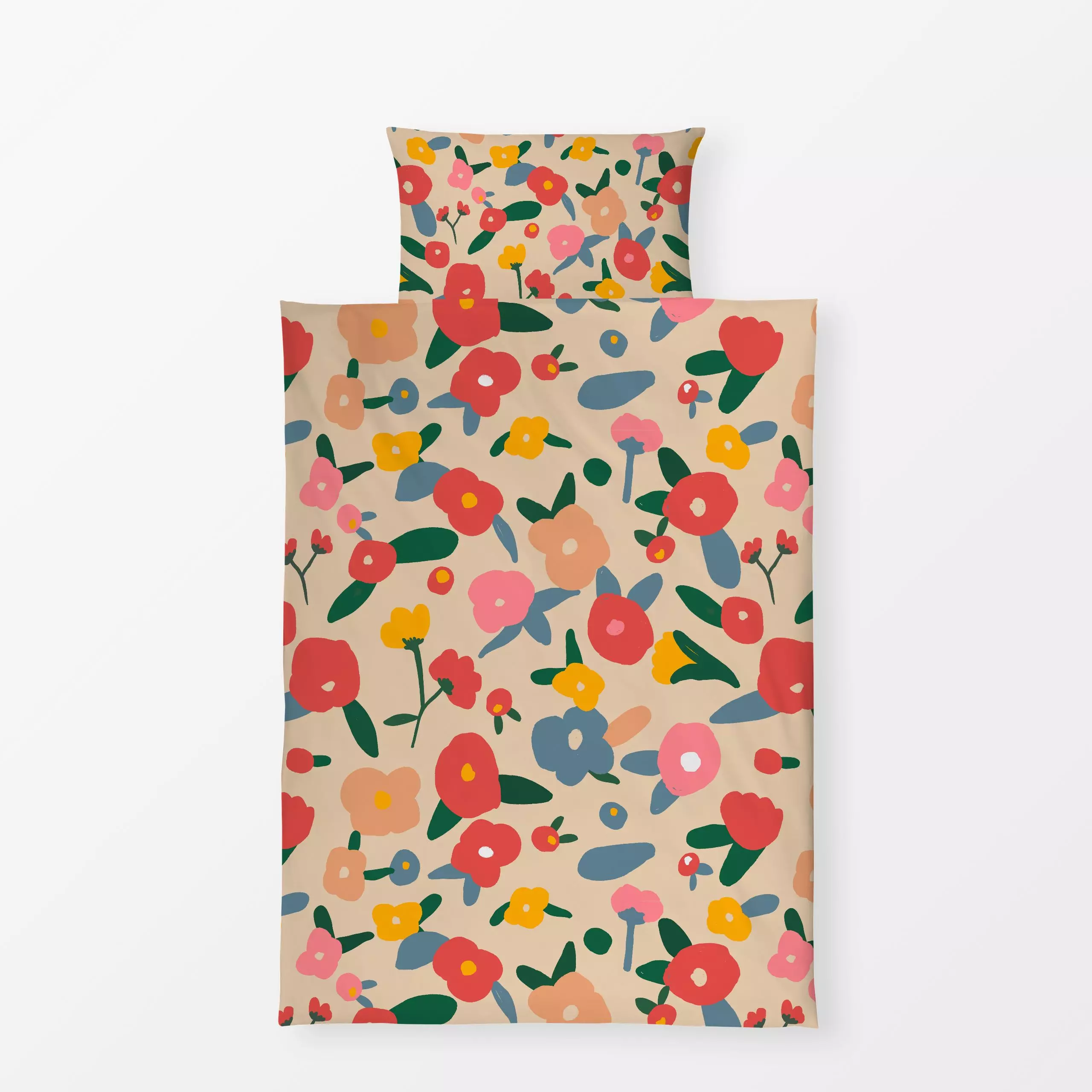 Bettwäsche Scandi Flowers Red 2 - Blumen & Florales, Frühling - von „Ninola Design "; minimal, graphisch, Blumen, Pflanzen, ...