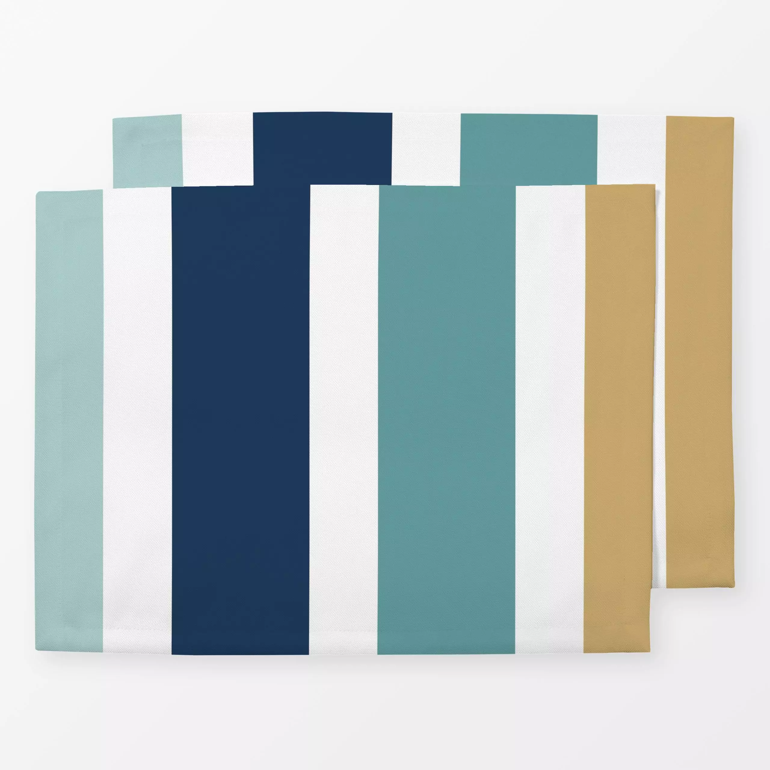 Tischset Block Streifen Vierfarbig - Symbole & Muster - von „Katrin Graff"; Meer, maritim, Segelboot, gestreift, Sommerlich,...