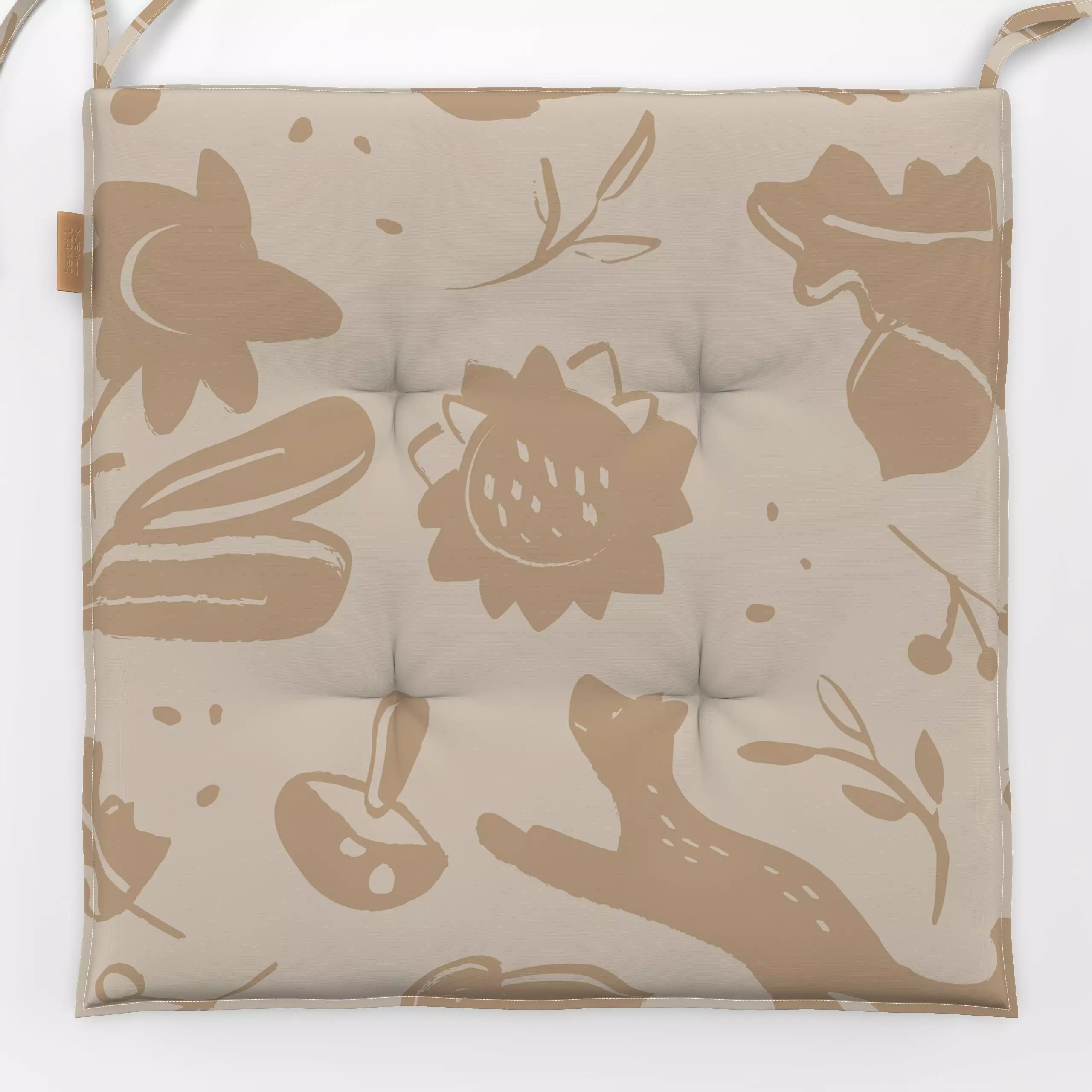 Sitzkissen Fuchs Herbst Allover sand - Natur & Landschaft - von „Kruth Design"; Zweig, Wald, Fuchs, sonnenblumen, Herbst, He...