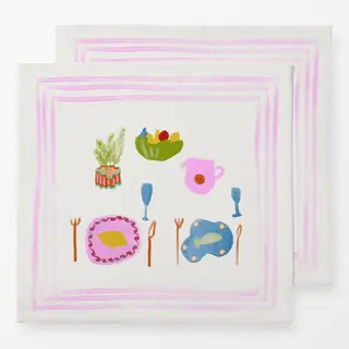 Servietten Tischszene Pink