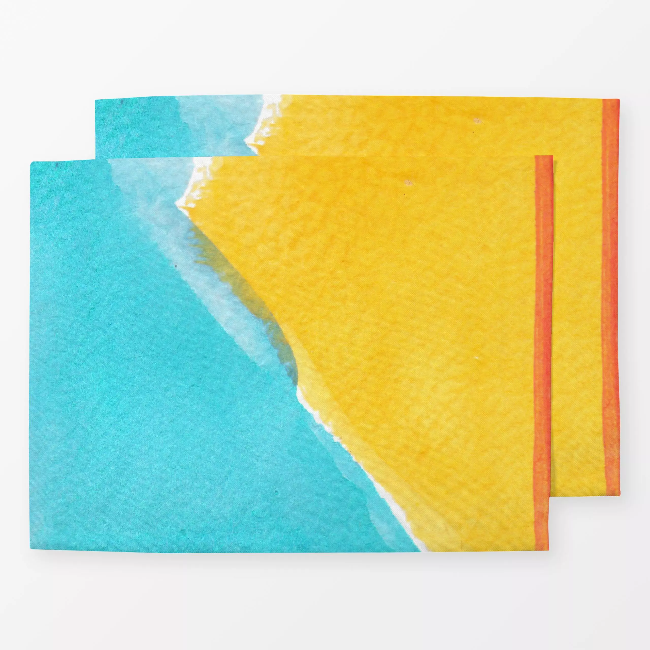 Tischset Sommerbrise blau/gelb - Natur & Landschaft, Sommer, Symbole & Muster - von „Kathrin Löffler"; Textur, Strand, brush...