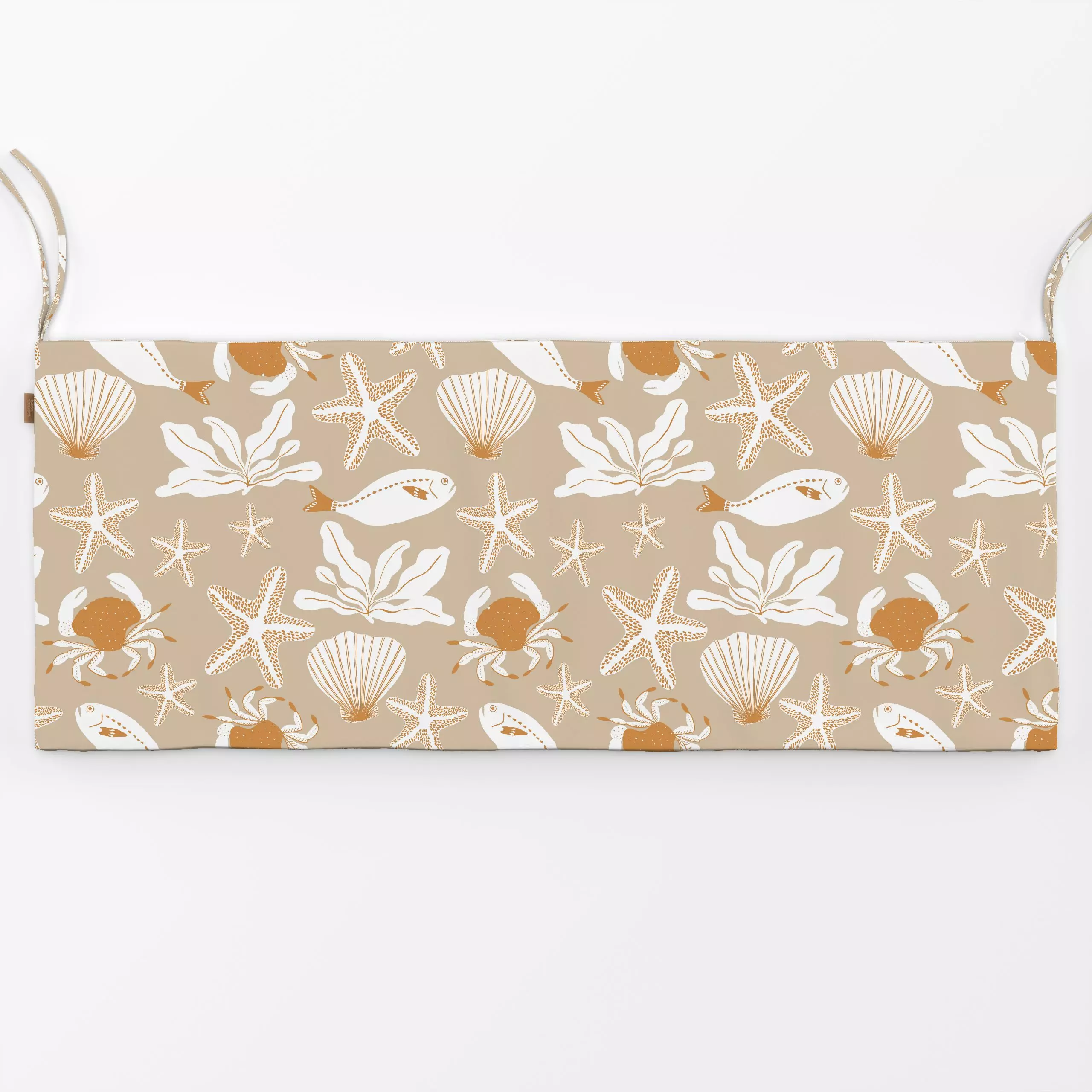 Bankauflage Erinnerungen ans Meer beige - Sommer, Tiere - von „Julia Schumacher"; Meer, Fische, mediterran, Muscheln, Pickni...