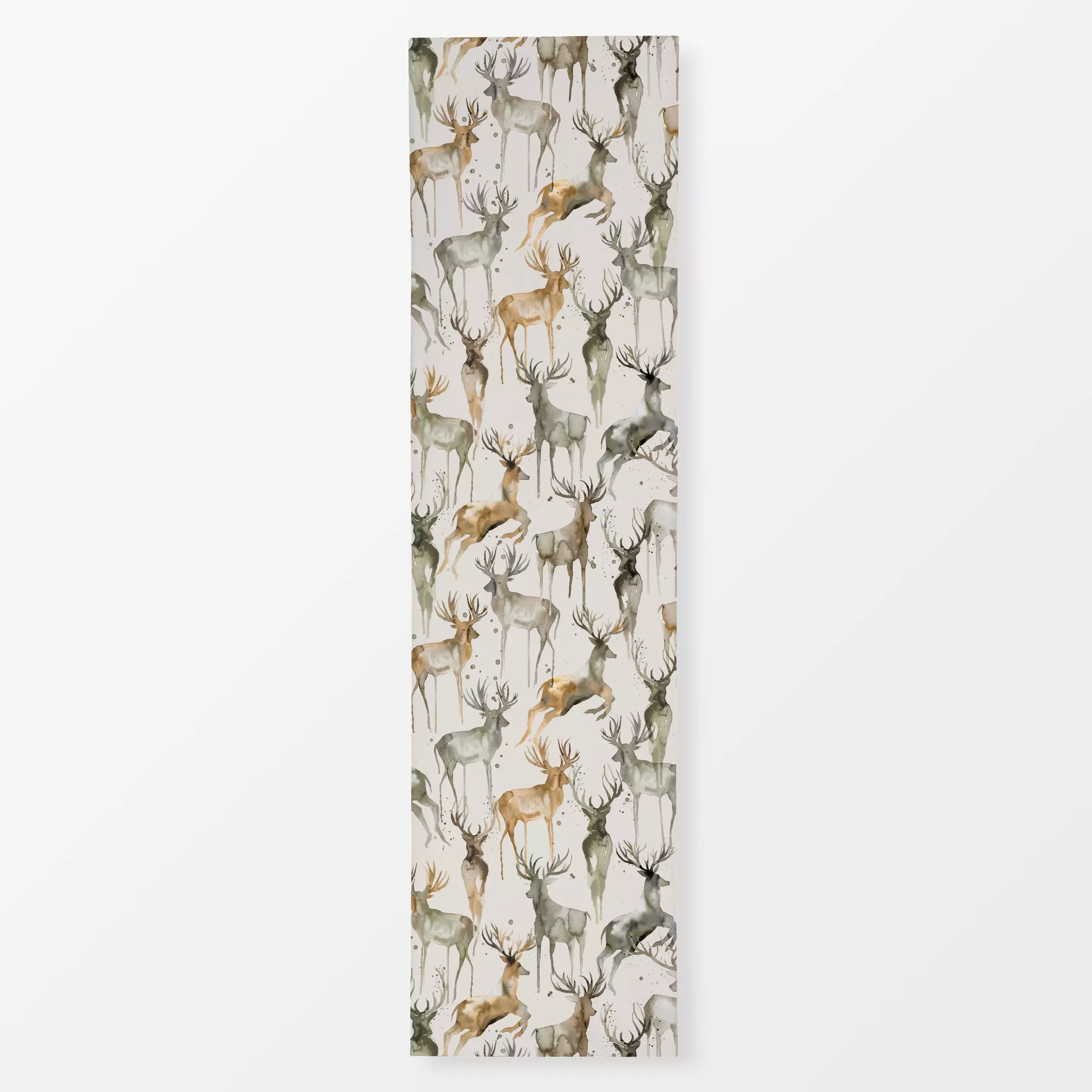 Tischläufer Watercolor Winter Deers Beige - Tiere, Winter - von „Ninola Design "; Wildtiere, Rentier, Weihnachten, Winter, W...
