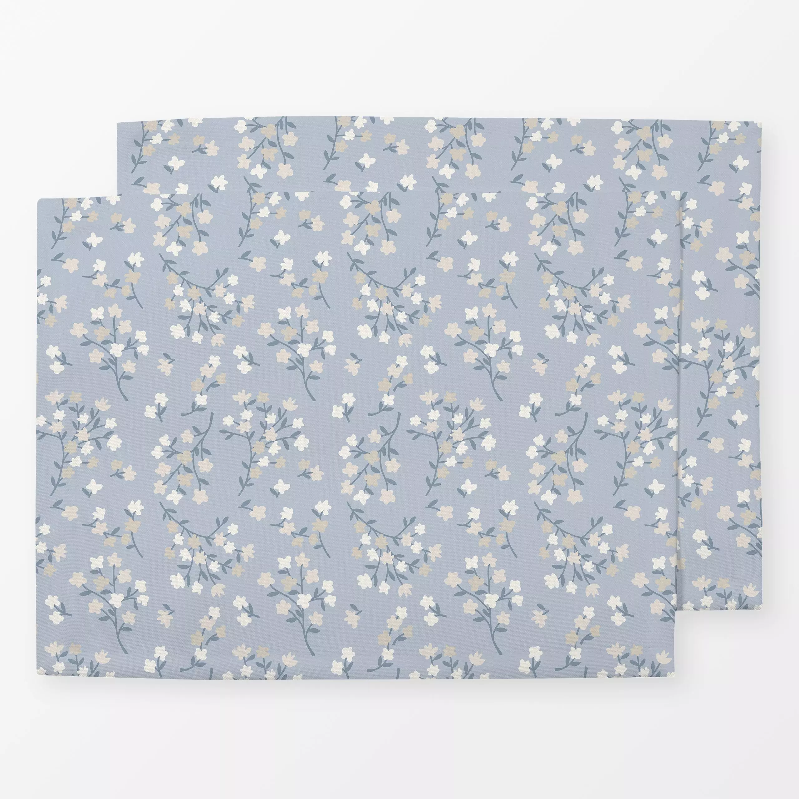Tischset Zarte Blümchen Blau - Blumen & Florales, Anlässe, Ostern - von „Studio Kesse"; Blumen, Garten, Blüten, Geburt & Bab...
