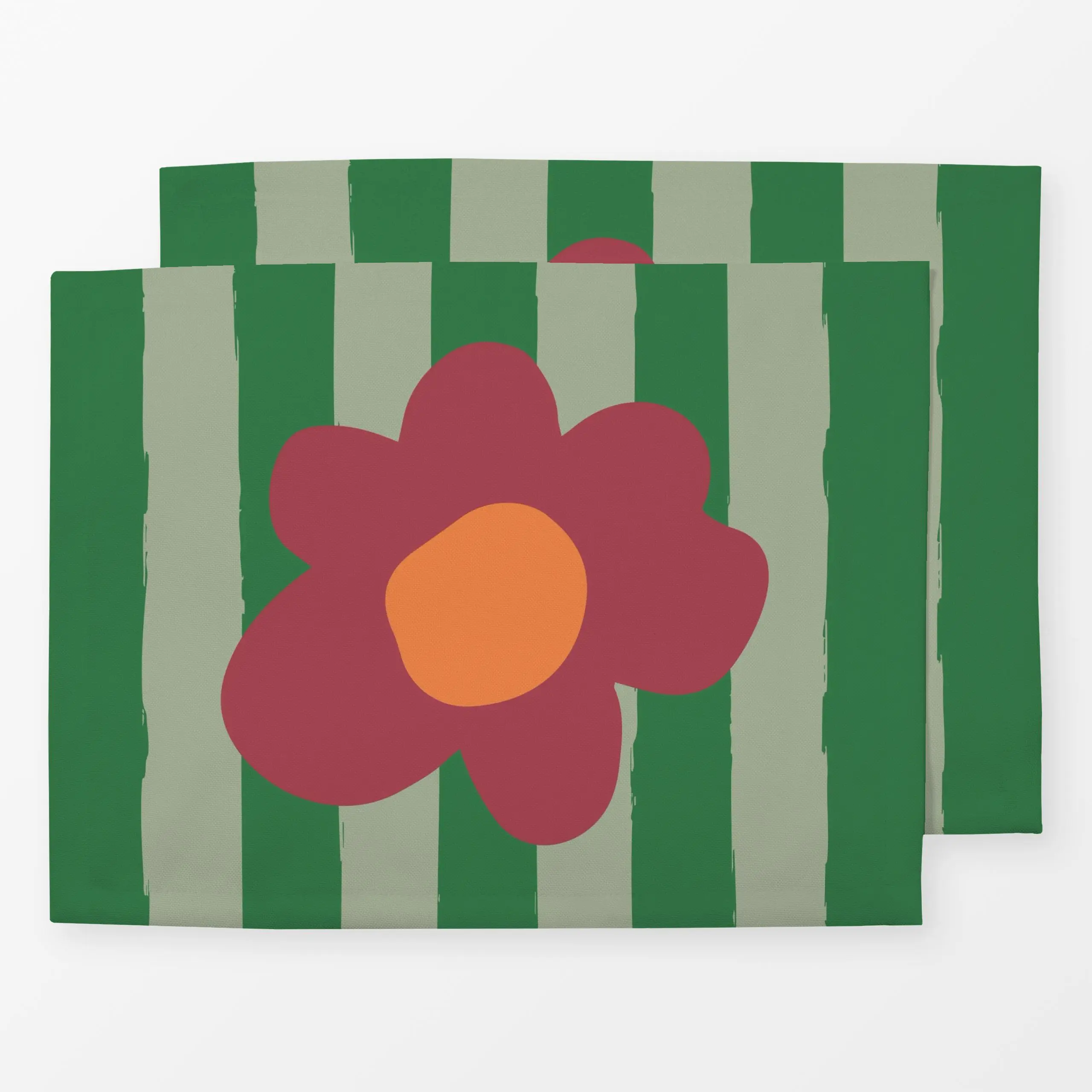 Tischset Streifen Blume grün - Blumen & Florales, Frühling, Ostern - von „Kruth Design"; Streifen, Blumen, Blüten, Ostern, o...