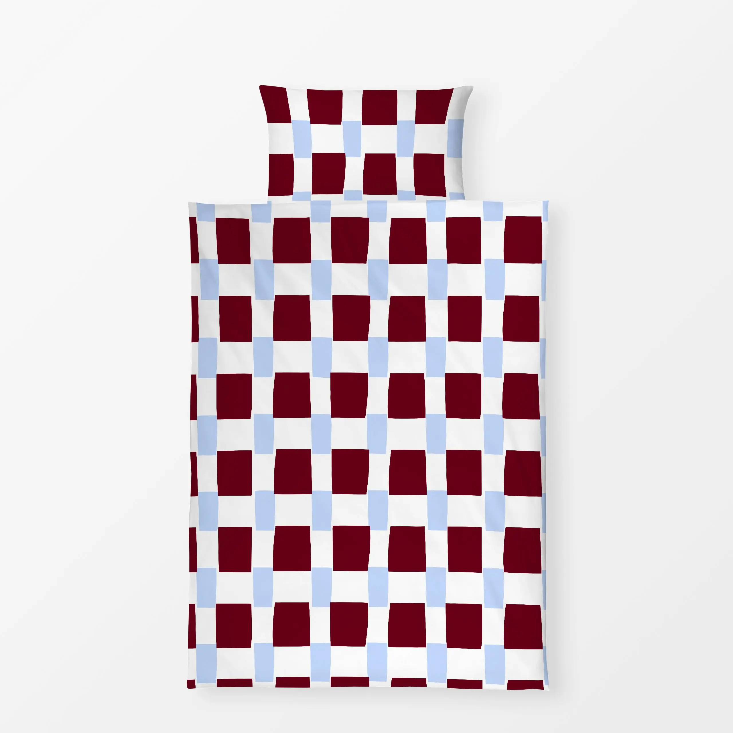 Bettwäsche Karo Himmelblau & Beerenrot - Frühling, Symbole & Muster - von „Lisa Jasmin Bauer"; Karo, minimalistisch, kariert...