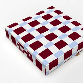 Bodenkissen Karo Himmelblau & Beerenrot