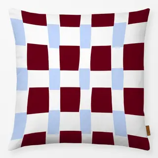 Kissen Karo Himmelblau & Beerenrot