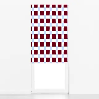 Raffrollo Karo Himmelblau & Beerenrot