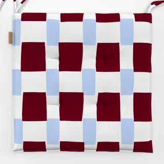 Sitzkissen Karo Himmelblau & Beerenrot