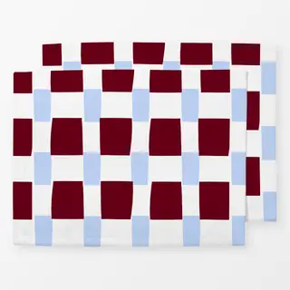 Tischset Karo Himmelblau & Beerenrot