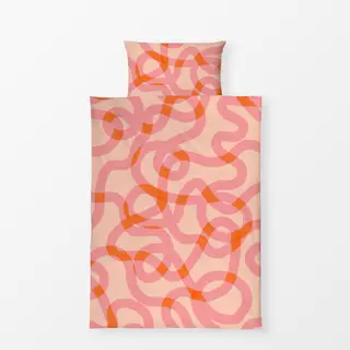 Bettwäsche Pink Orange Wellen Linien