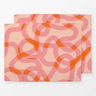Tischset Pink Orange Wellen Linien