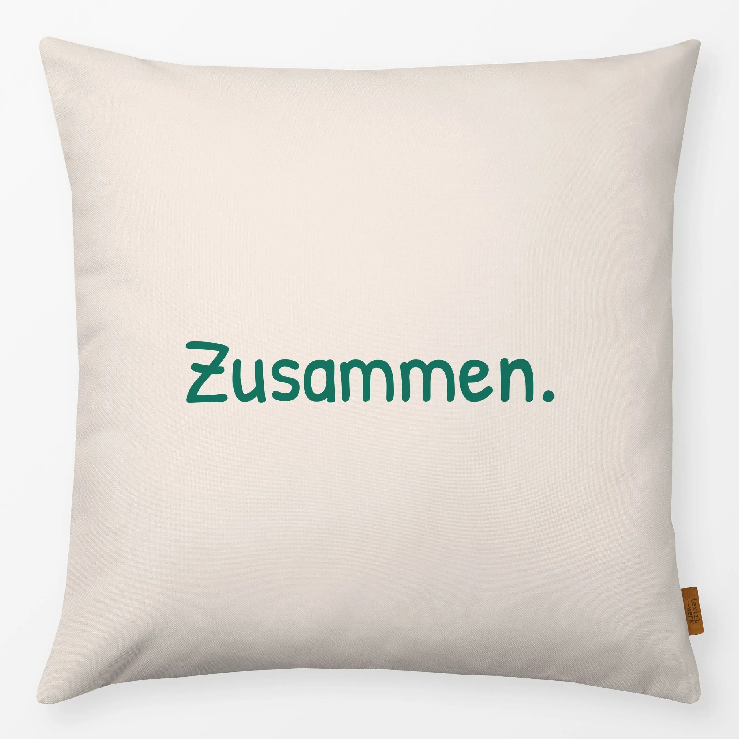 Kissen Zusammen beige - Liebe, Romantik & Pride, Sprüche & Schriftzüge, Anlässe - von „Karen Menzenbach"; Paare, Hochzeit, V...
