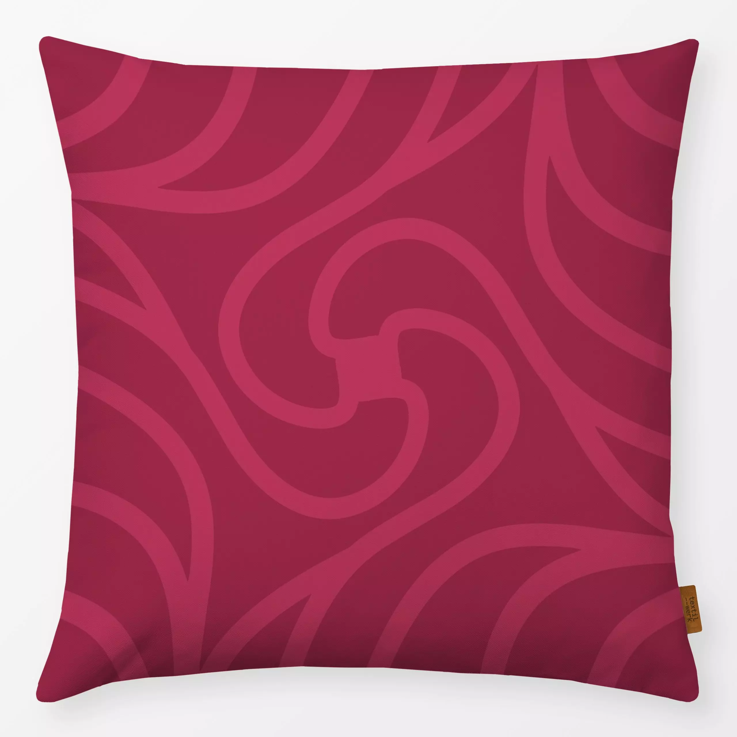 Kissen Verschnörkelt - Symbole & Muster - von „Andrea Haase"; Muster, Linien, verspielt, pink, Ornament, viva_magenta, vivam...