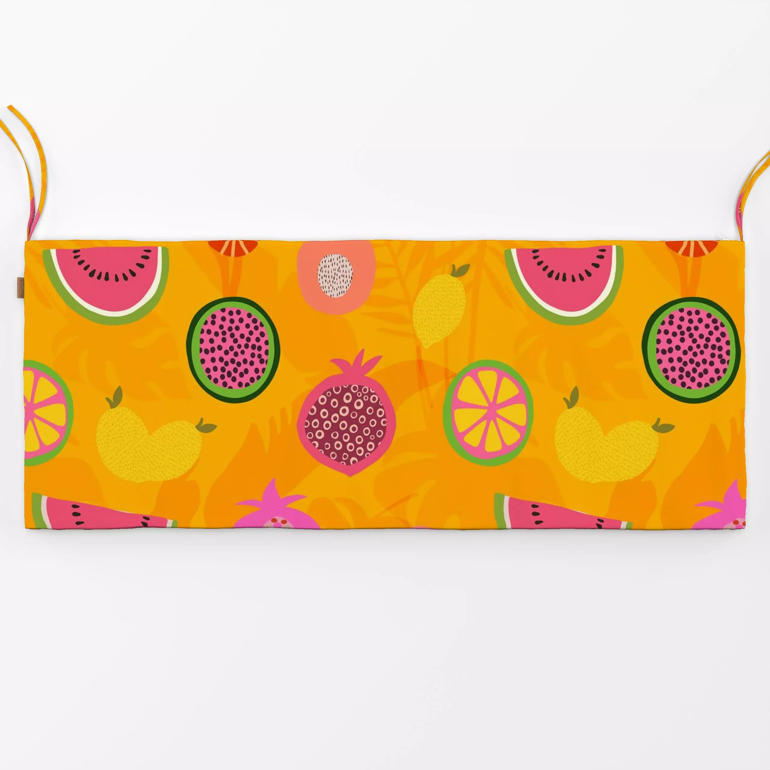 Bankauflage Tropical Fruit Garden orange - Sommer - von „Andrea Haase"; Obst, Palmen, Zitrone, Melone, Früchte, exotisch, Ur...