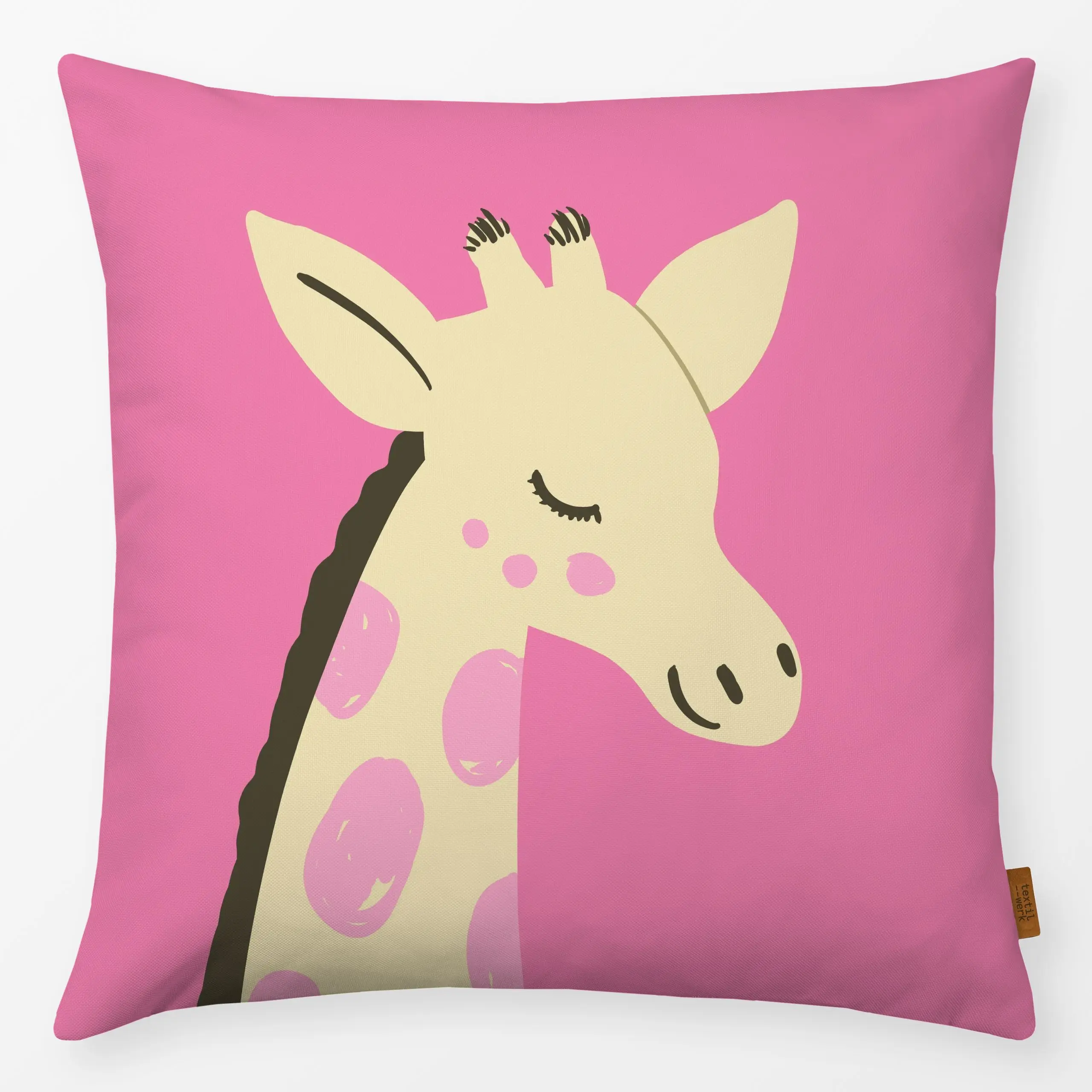 Kissen Süße Giraffe - Kinderzimmer & Motive für Kinder, Tiere, Safari & Dschungel - von „Julia Reyelt"; rosa, Giraffe, Wildt...