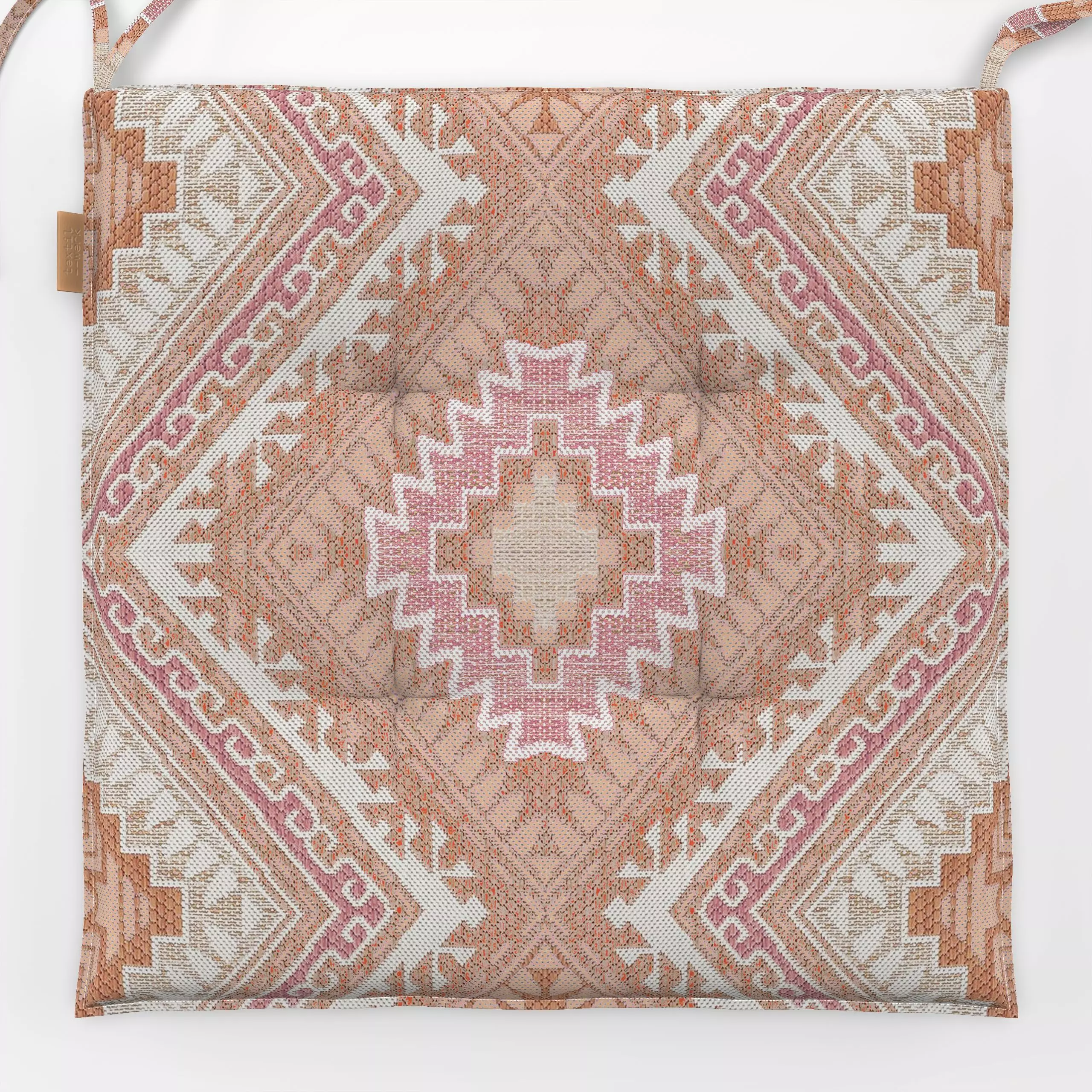 Sitzkissen Boho chevron terracotta coral - Symbole & Muster, Retro & Vintage - von „Bloomery Decor"; boho, Retro, Geometrisc...