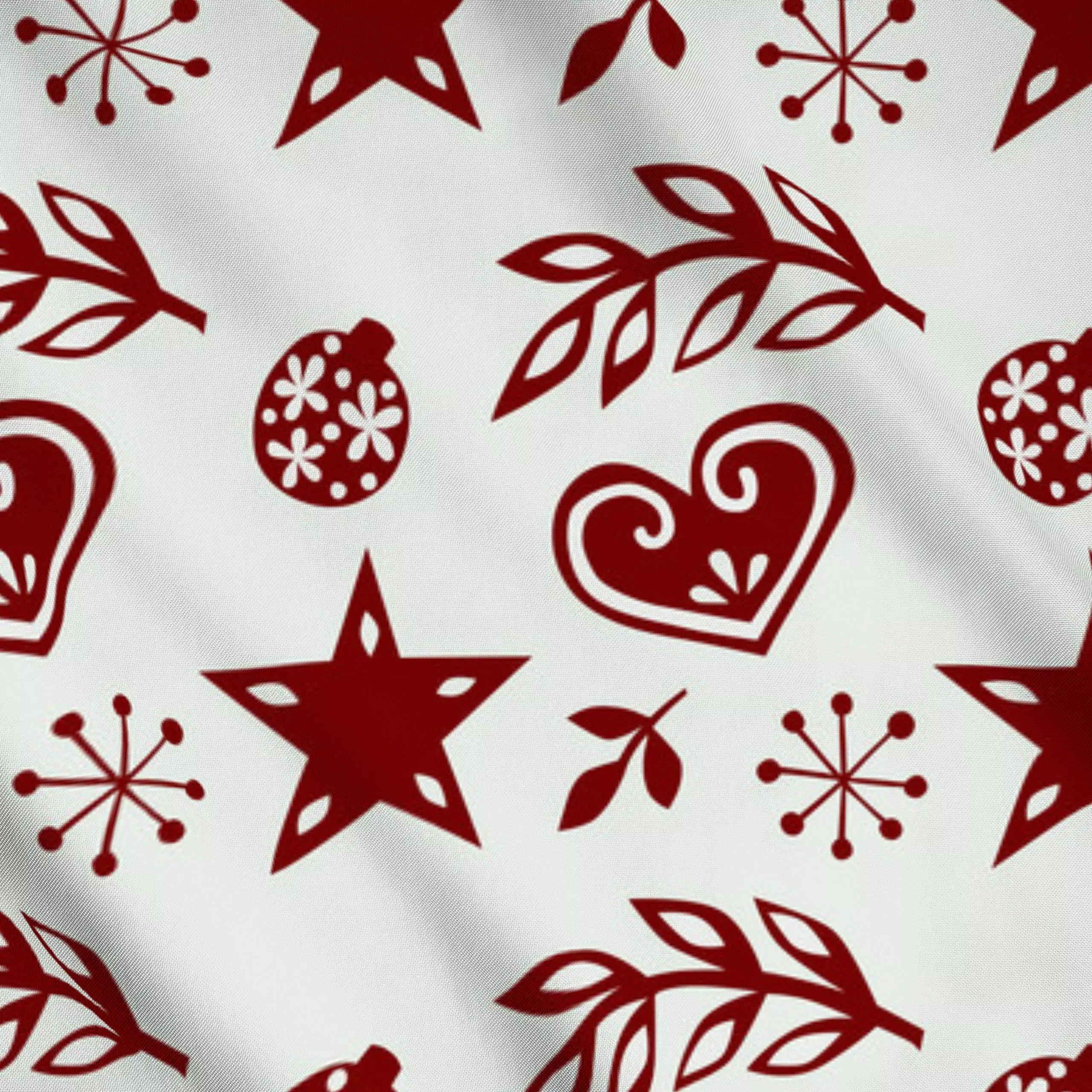 Meterware Muster Folkart Rot - Weihnachten - von „Kerstin Ax"; Muster, skandinavisch, Blätter, Herzen, Schneeflocken, Sterne...